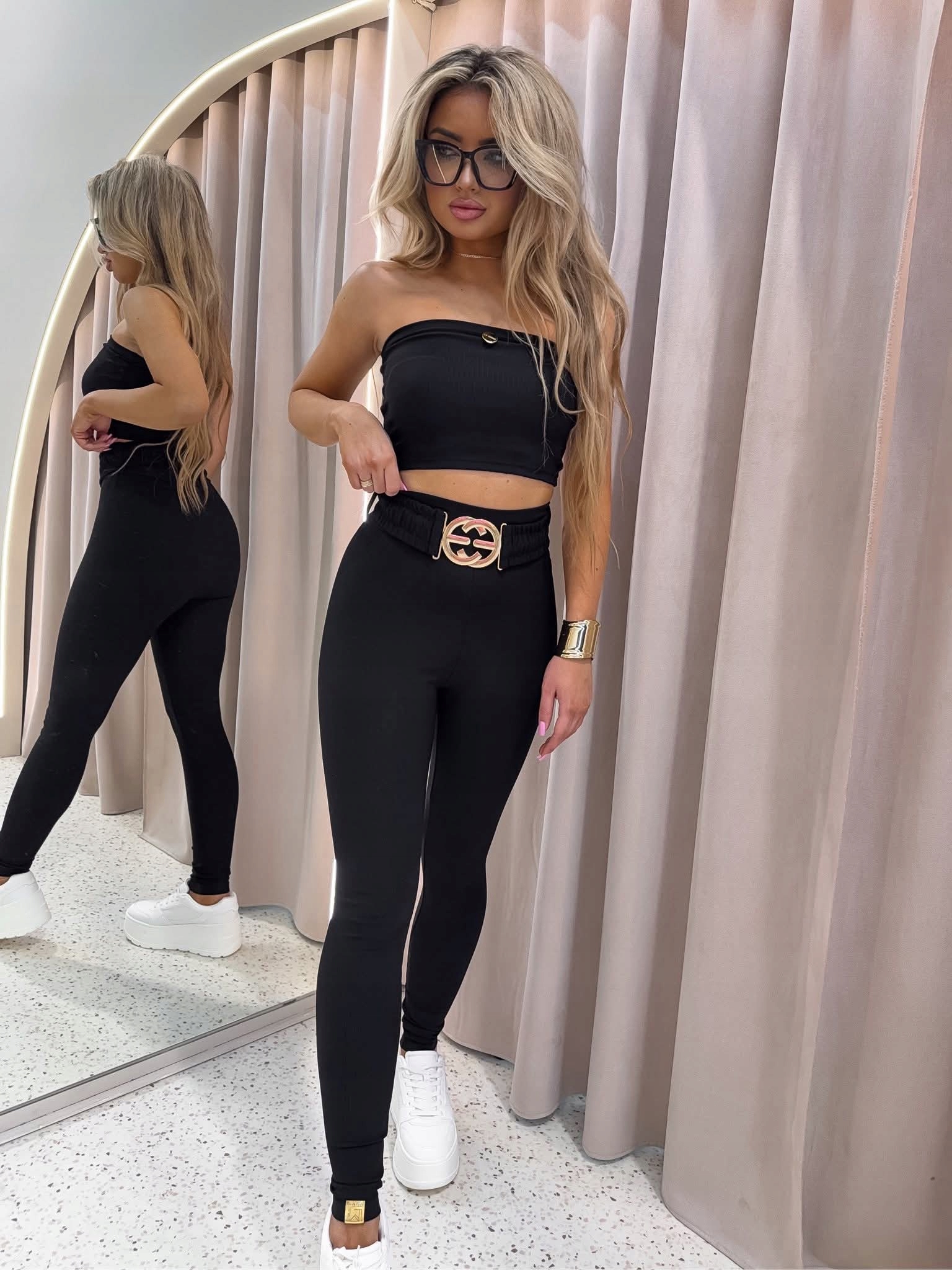 La Monne dámské legíny s páskem Černé Beyonce klasické velikost S