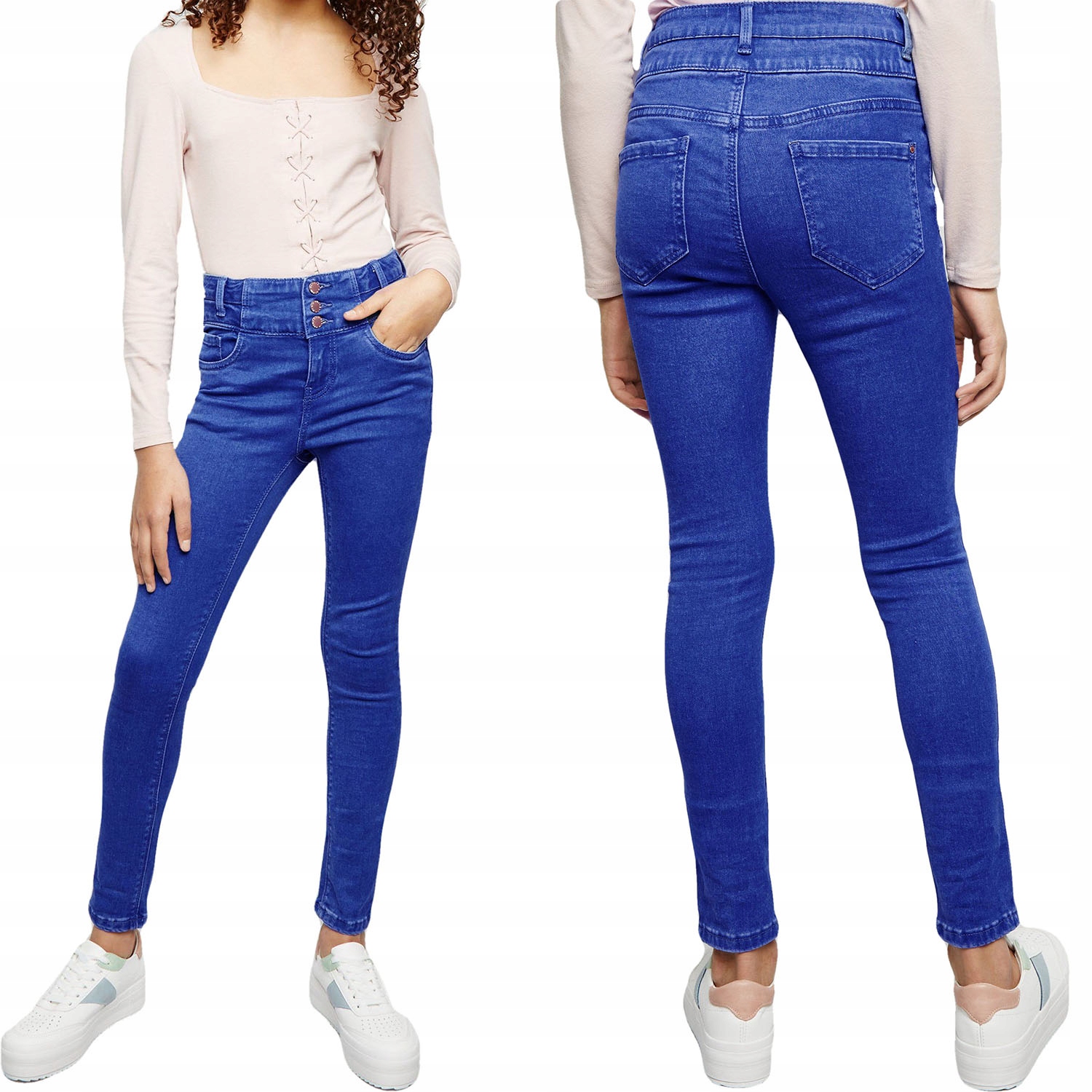 

NLook Spodnie Jeansy Niebieskie Wysoki Stan 158 cm