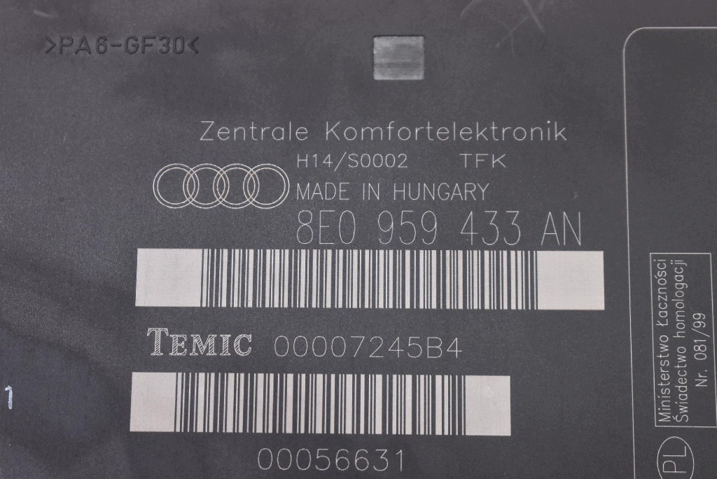 Unité commande confort 8E0959433AN AUDI A4 B6 2.0 20V 130 KM 00-05