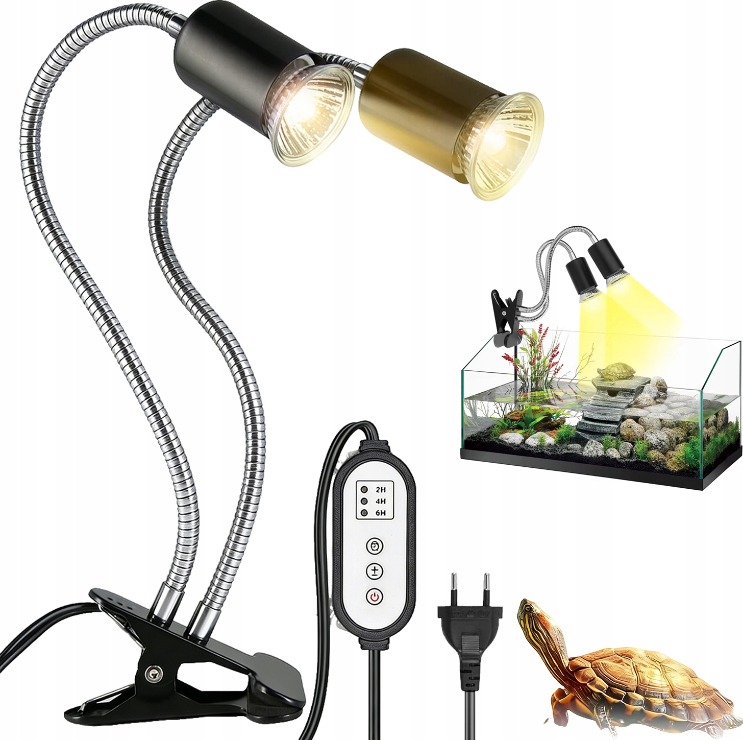 Levně dvojitá hlava Topná Lampa Pro Plazy, Uva, Uvb Topná Lampa S 2 Žárovkami