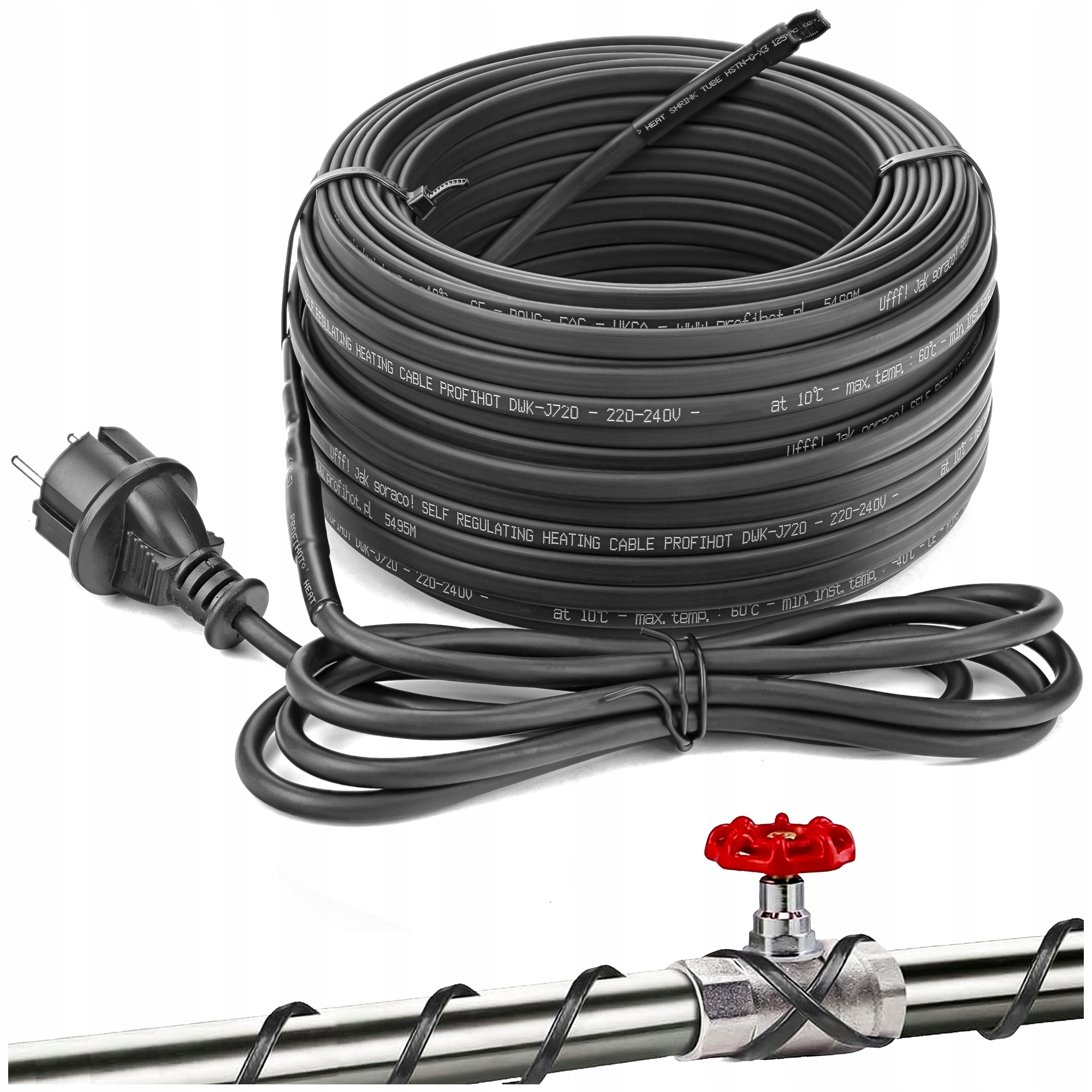 Topný Kabel samoregulační topný kabel se Zástrčkou 230 V 900 W 90 M