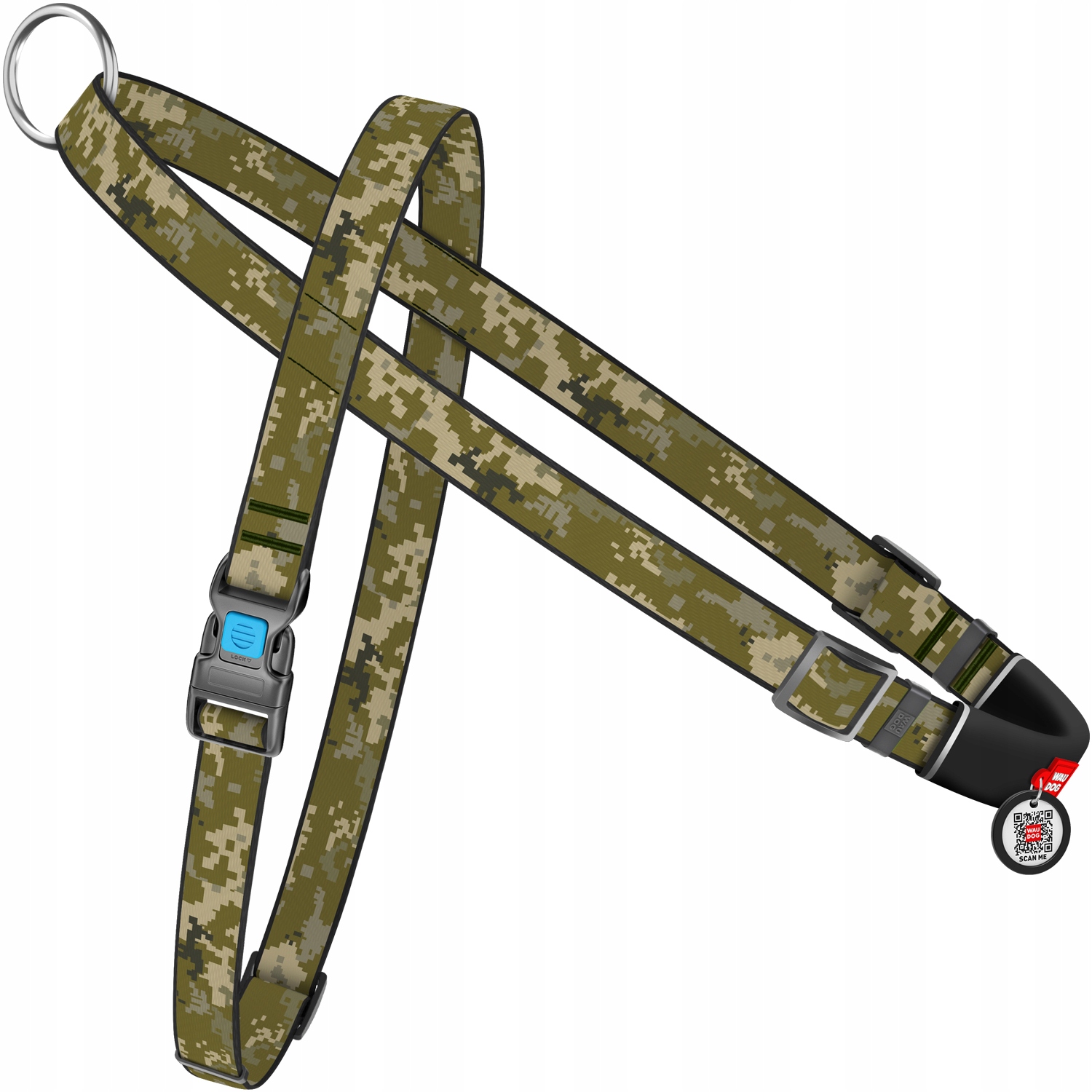 Levně Postroj pro psa s madlem a Qr pasem, vzor "Military", velikost L