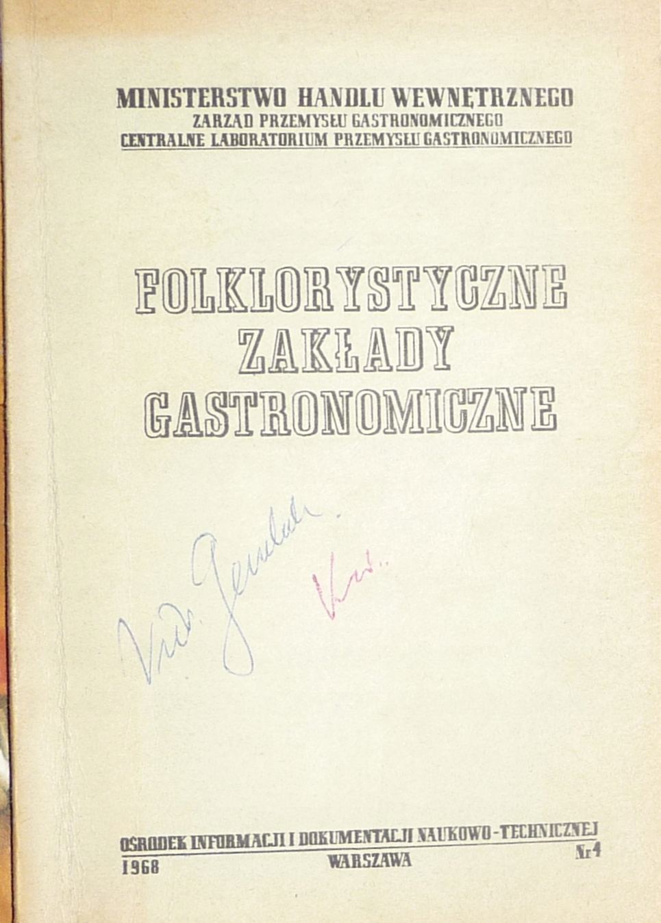 FOLKLORYSTYCZNE ZAKŁADY GASTRONOMICZNE 1968