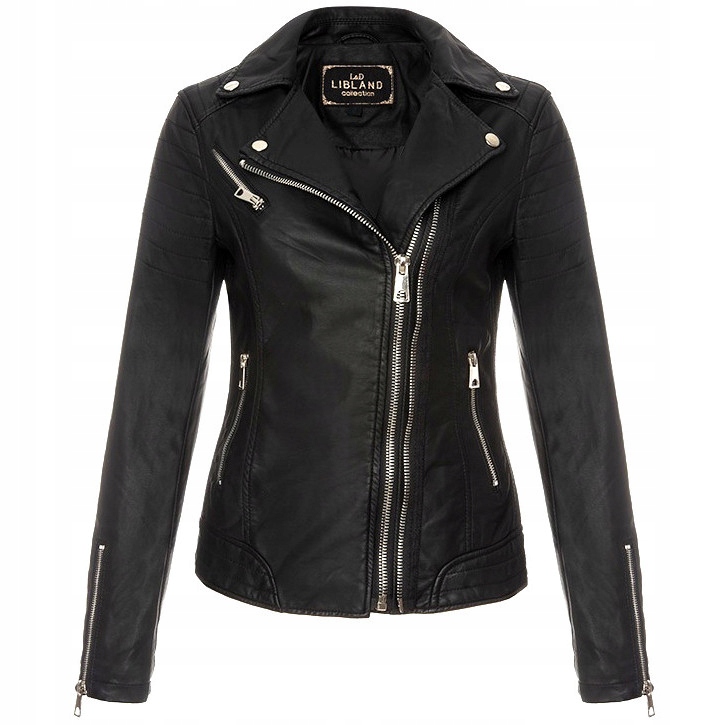 

015 Kurtka damska ramoneska biker czarna - 4XL