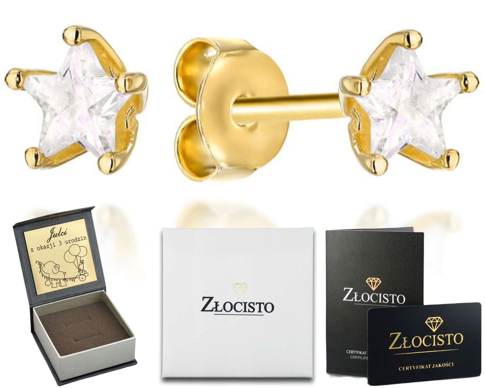 Zlaté Náušnice Hvězdičky Na Tyči 585 Skromné