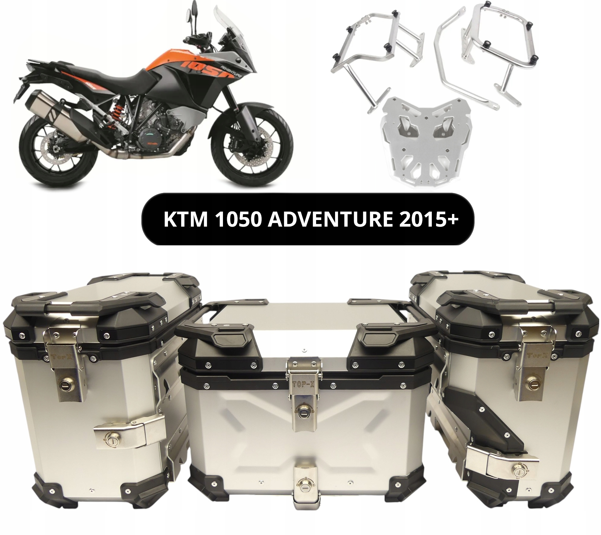 Eloxované Hliníkové Kufry Ktm 1050 Adventure 2015+ Sada TopX