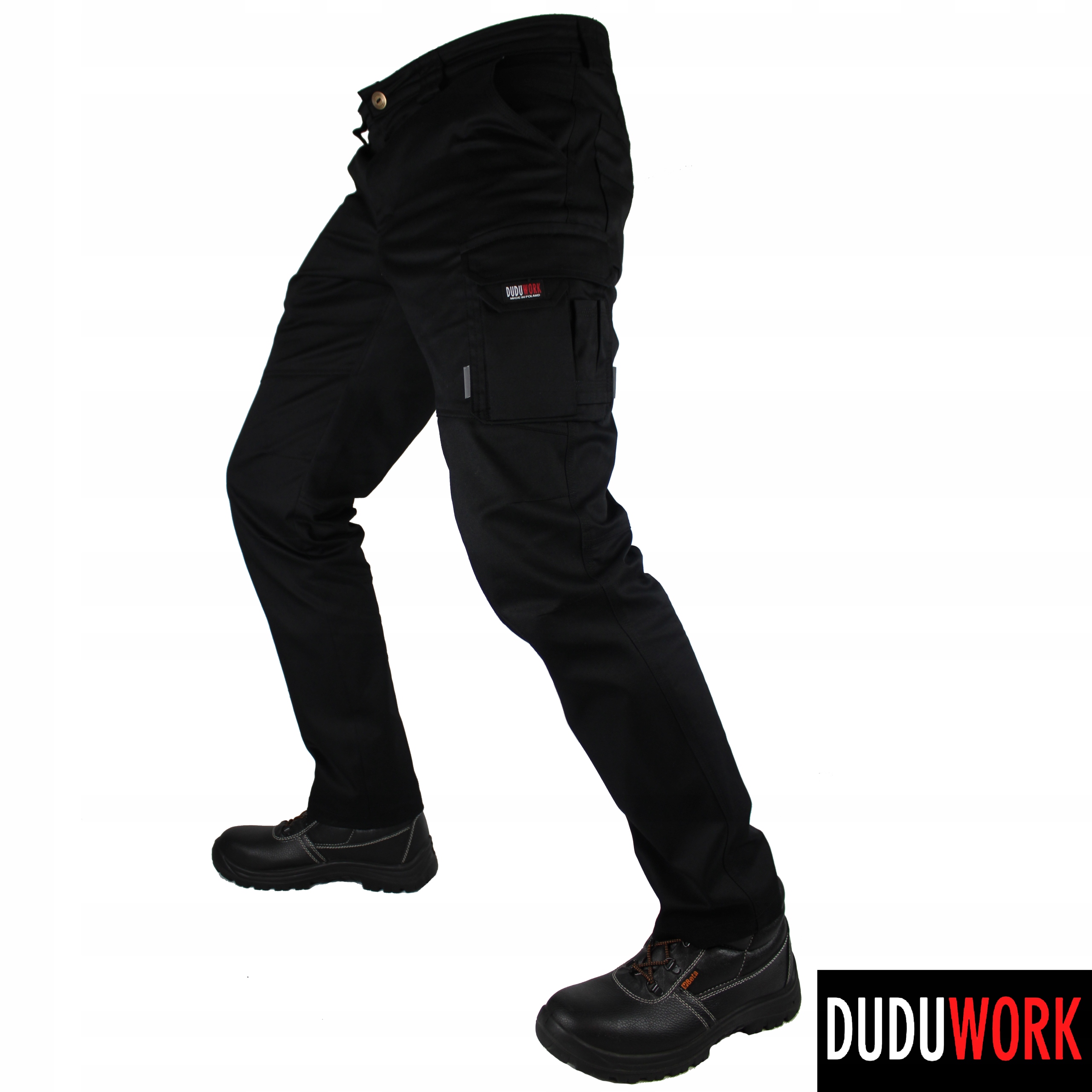 SPODNIE ROBOCZE BHP DuduWork Czarne Elastyczne 56 Rodzaj spodni do pasa