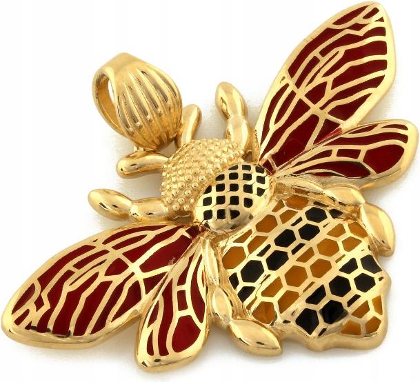 Zlatý přívěsek 585 velká včela se smaltem 7 g, moderní vzor přívěsku