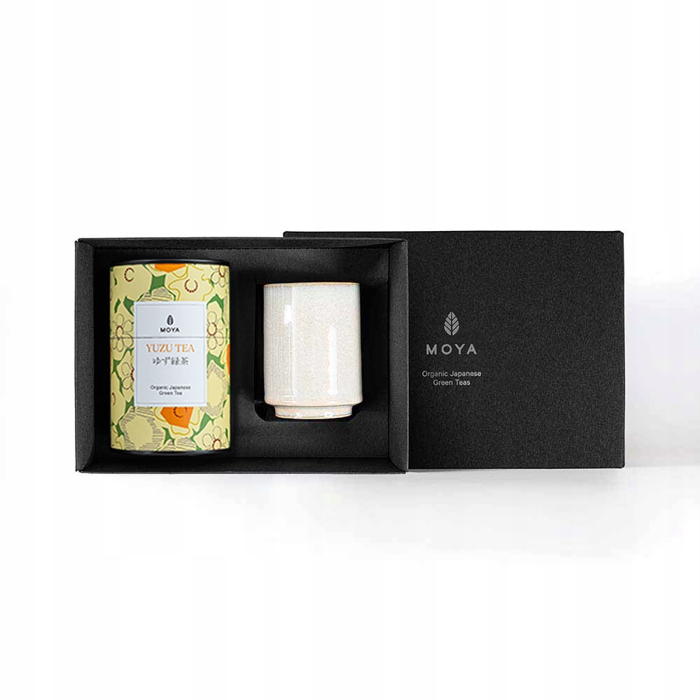 Levně Dárková sada organického zelený čaj Moya Yuzu Tea a hrnečku Josei
