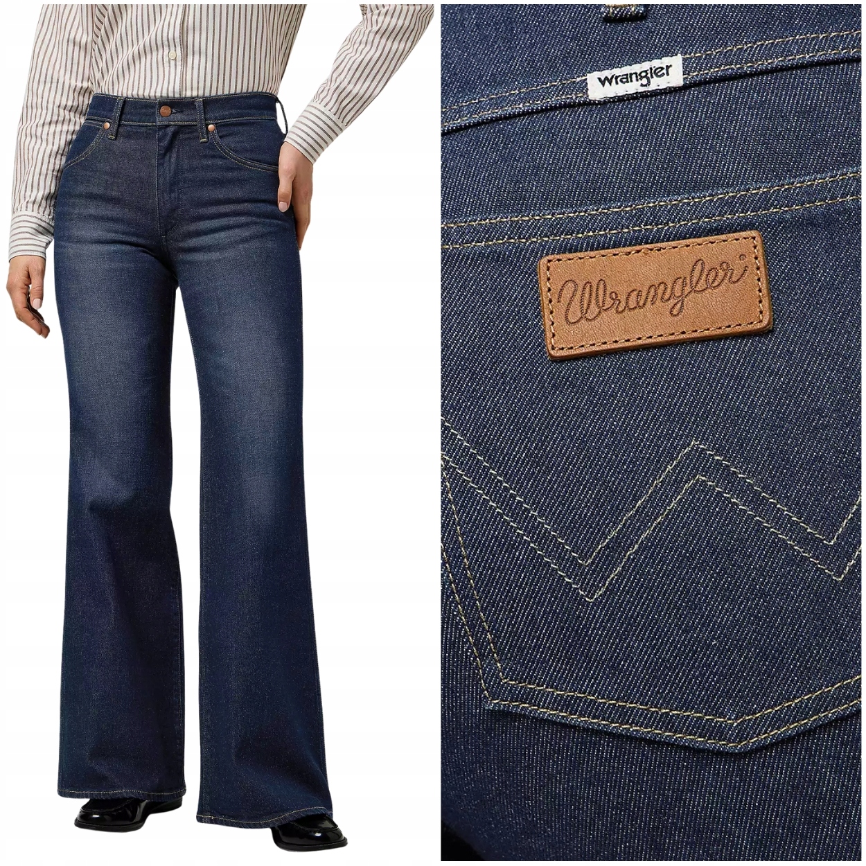 Wrangler 70S Flare vysoké dámské džínové kalhoty s zvony W30 L32