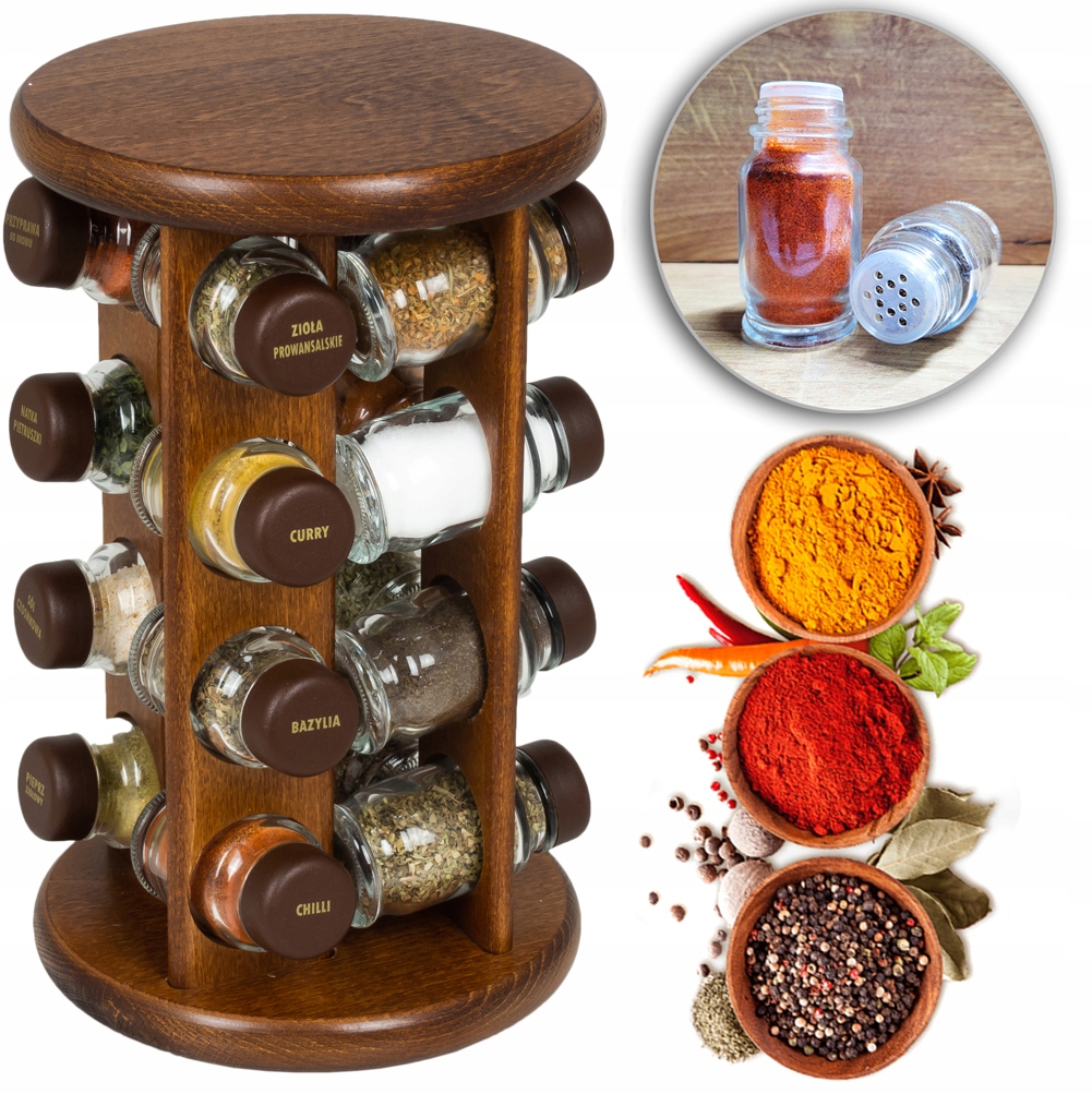 Kořenka Otočný Stojan Na Koření Sada 16 Ks