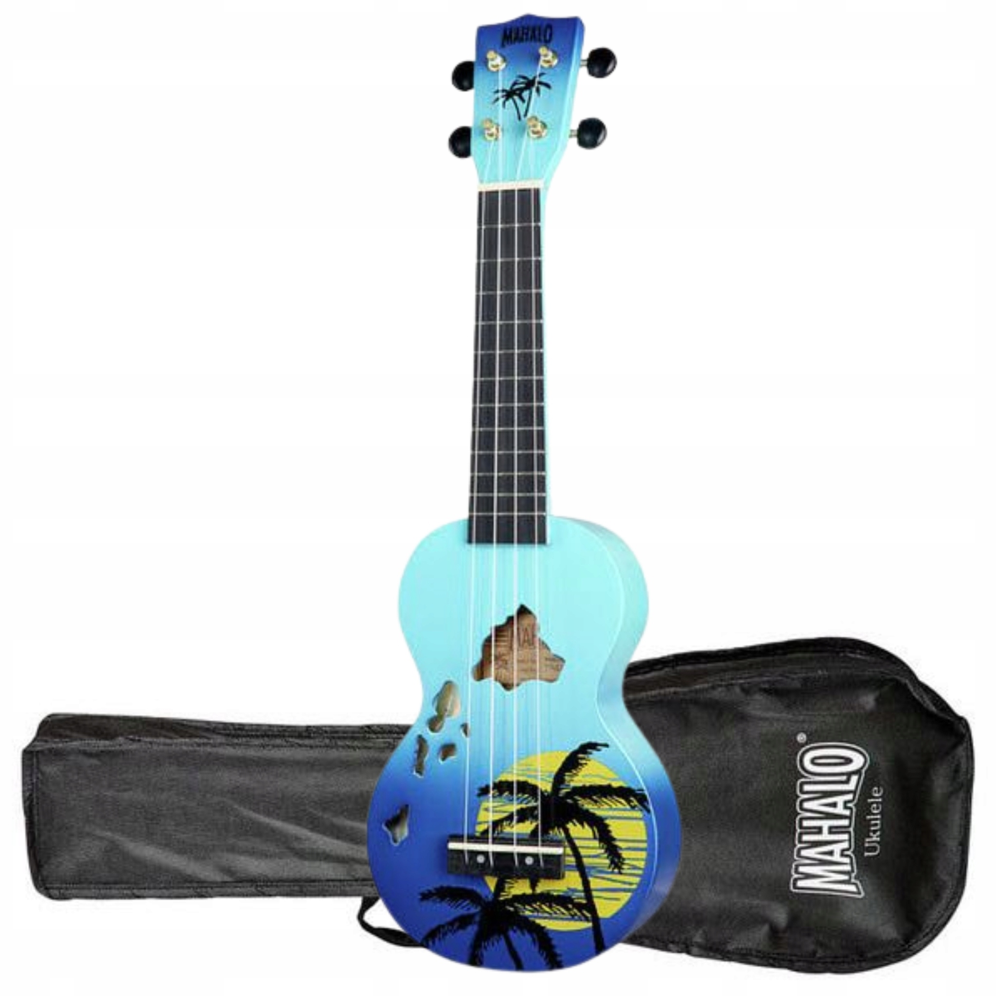Sopránové ukulele Mahalo Hawaii Blue Obal na výřezy ostrova Havaj