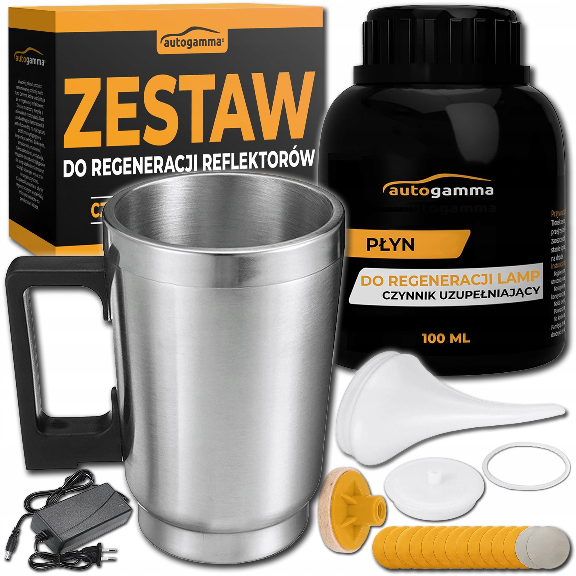 Zestaw do regeneracji reflektorów Renowacja Czajniczek krążki ścierne płyn