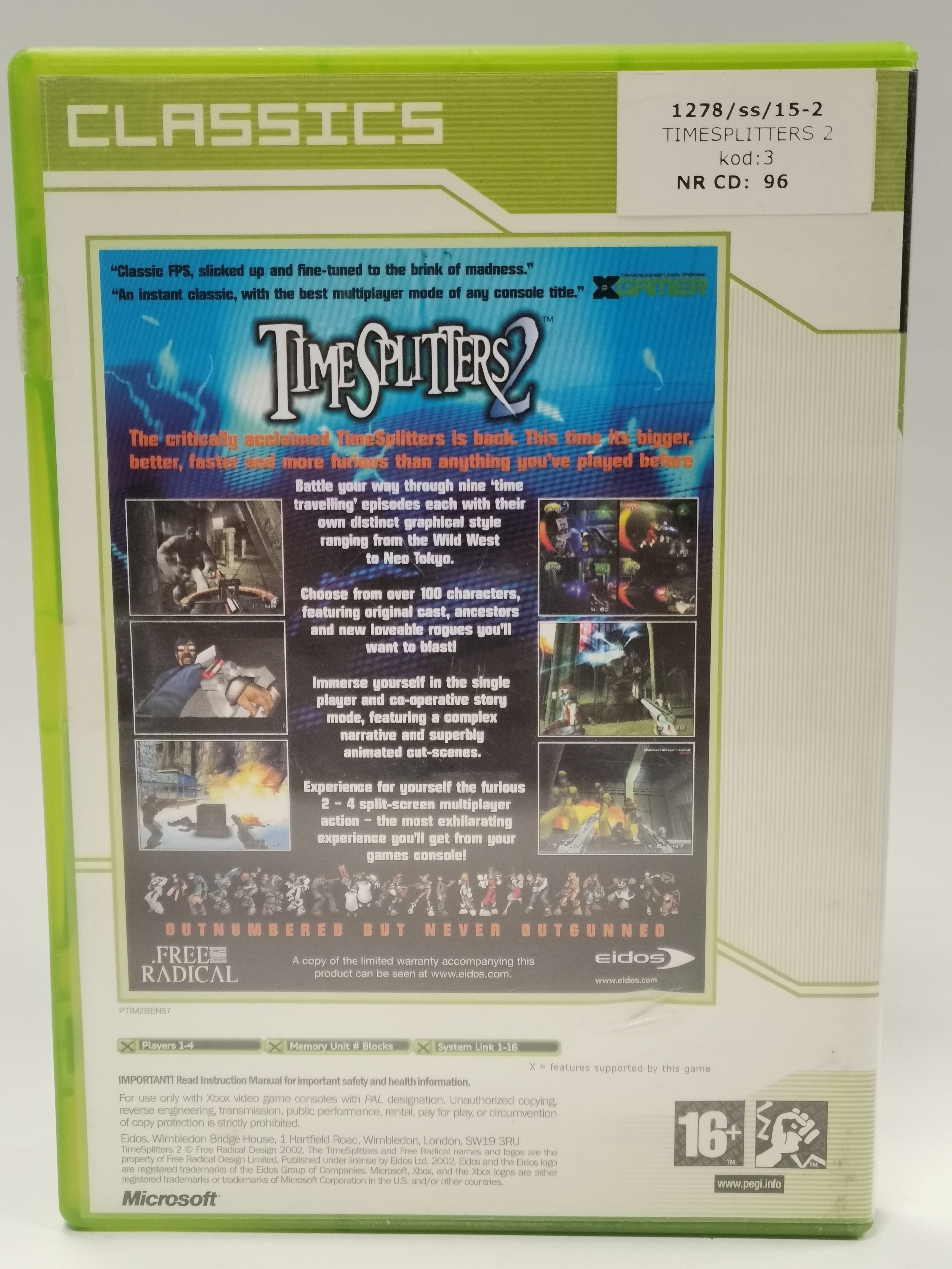 Xbox Classic Time Splitters 2 GRA Microsoft Xbox Platforma Microsoft Xbox