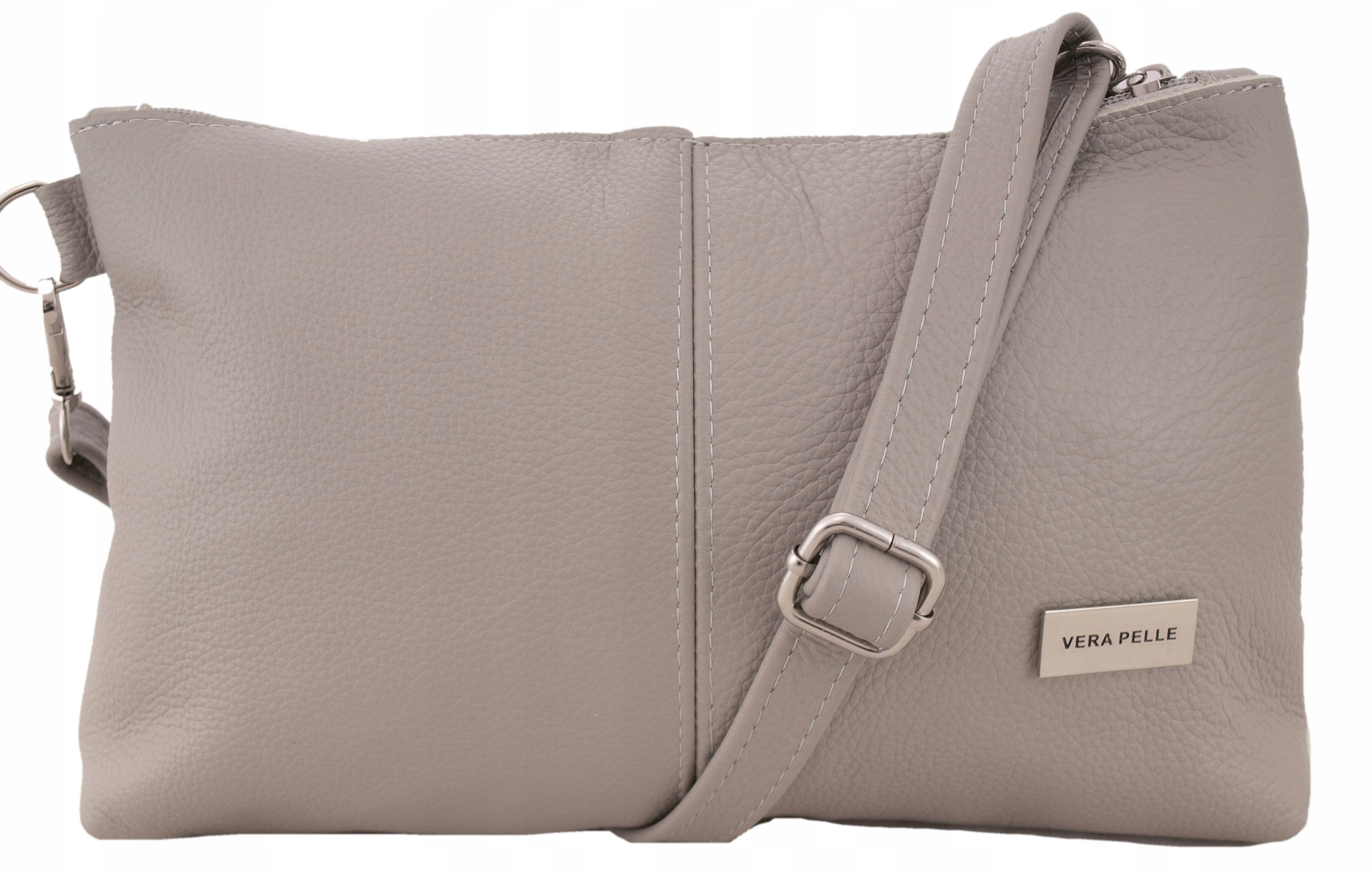 Torebka Damska Skórzana Shopper 2w1 Skóra Naturalna Vera Pelle Premium Kolor okuć srebrny