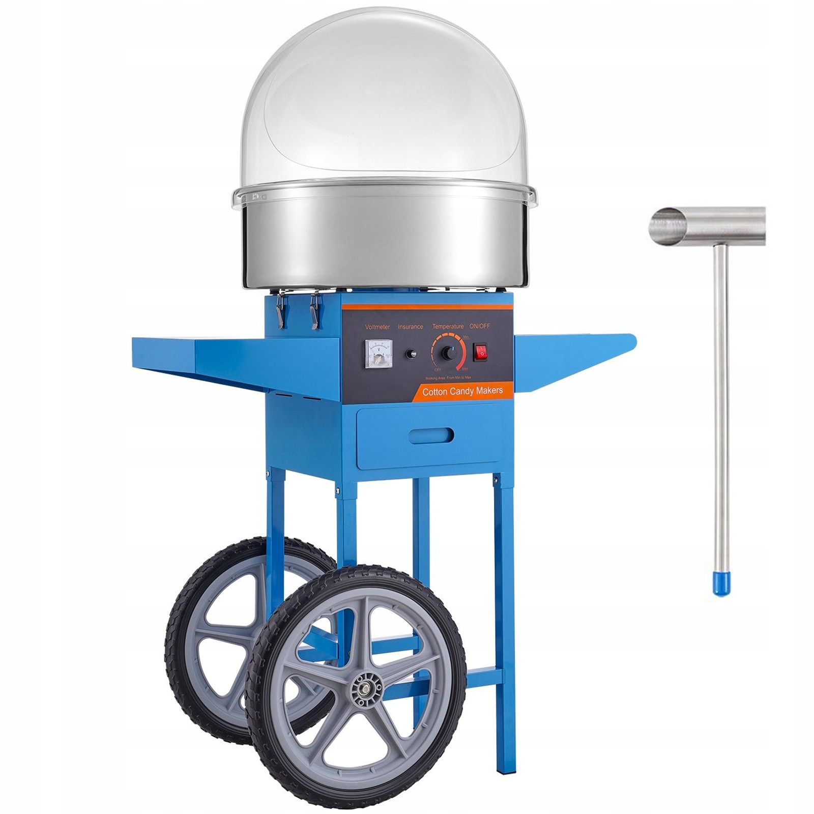 Maszyna do waty cukrowej maszynka Pro 1000W Pokrywa Wózek Reg. Temperatury