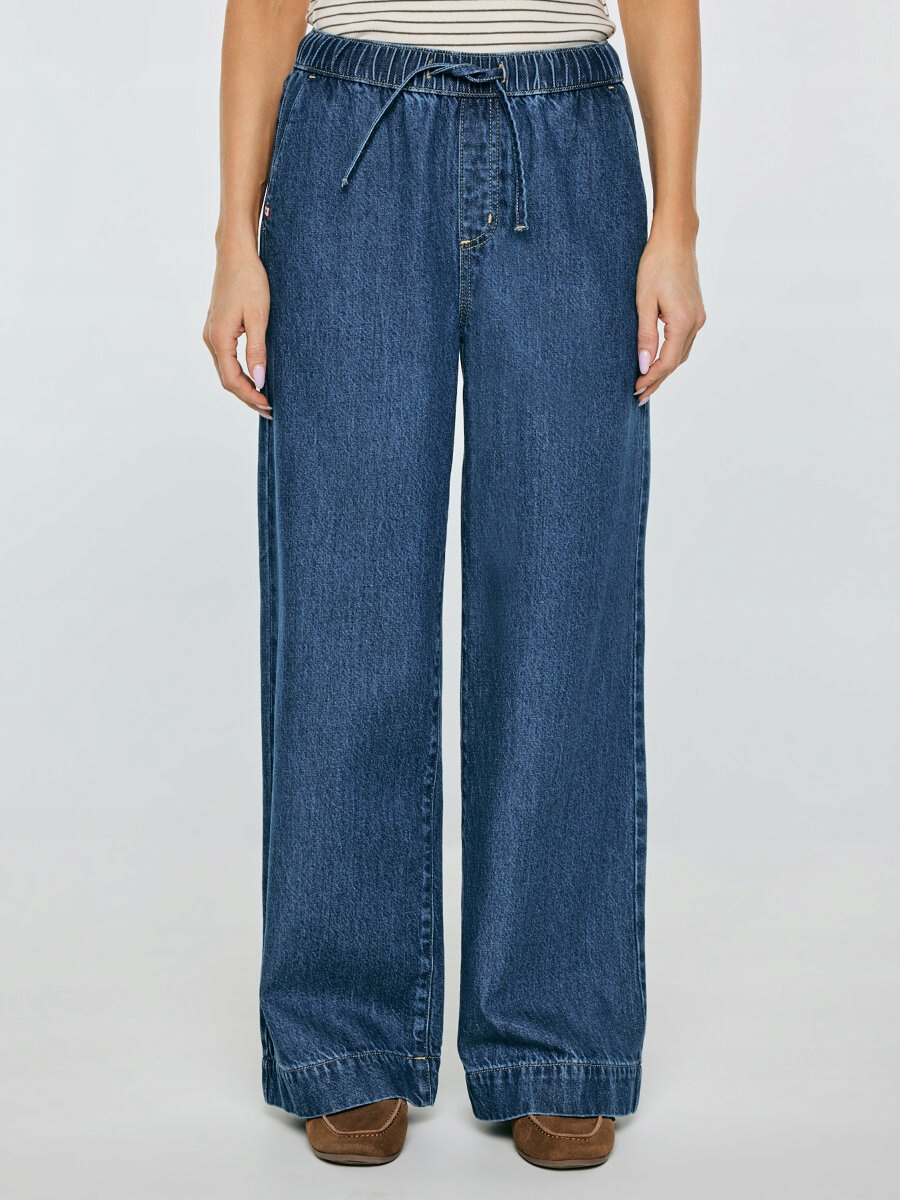 Big Star Jeansy damskie wide z pasem na gumkę niebieskie Suzie 387 30/30