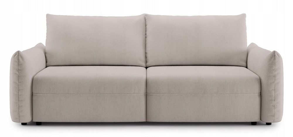 Rozkládací třímístná pohovka Theolla s úložným prostorem, světle béžová šenilová barva