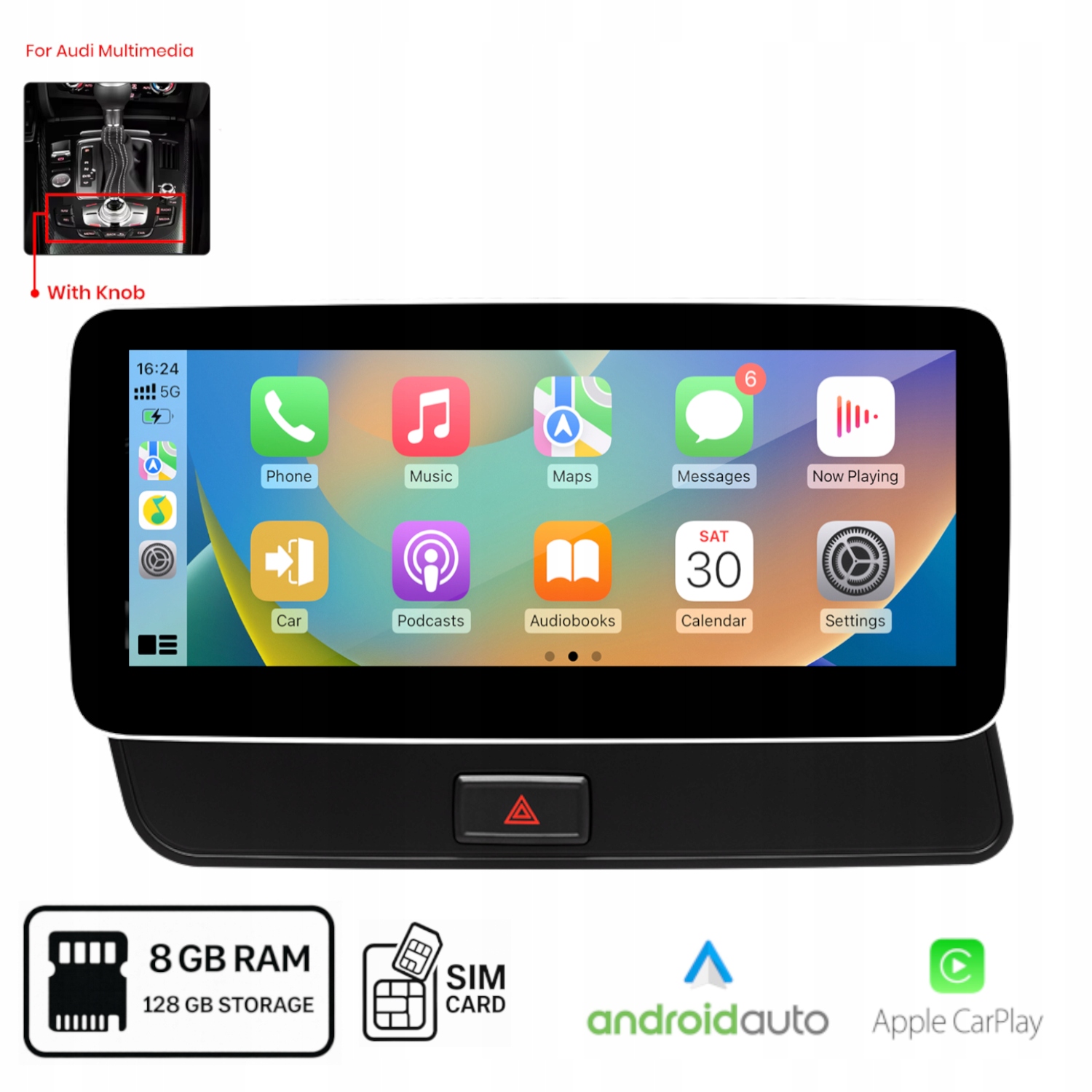 Android rádio do Audi Q5 (2008-2016) s Carplay, Qualcomm 665, 8+128 Gb