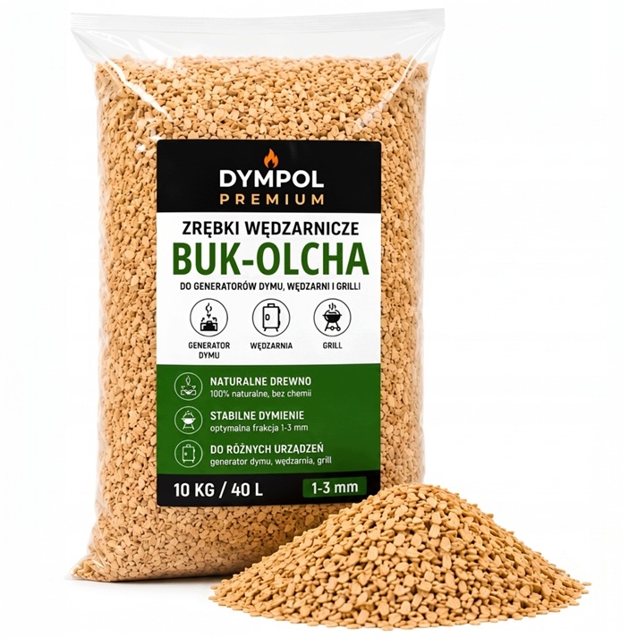Štěpky Olcha-buk pro uzení v udírně Borniak Kl 02 10 kg/40L Dympol