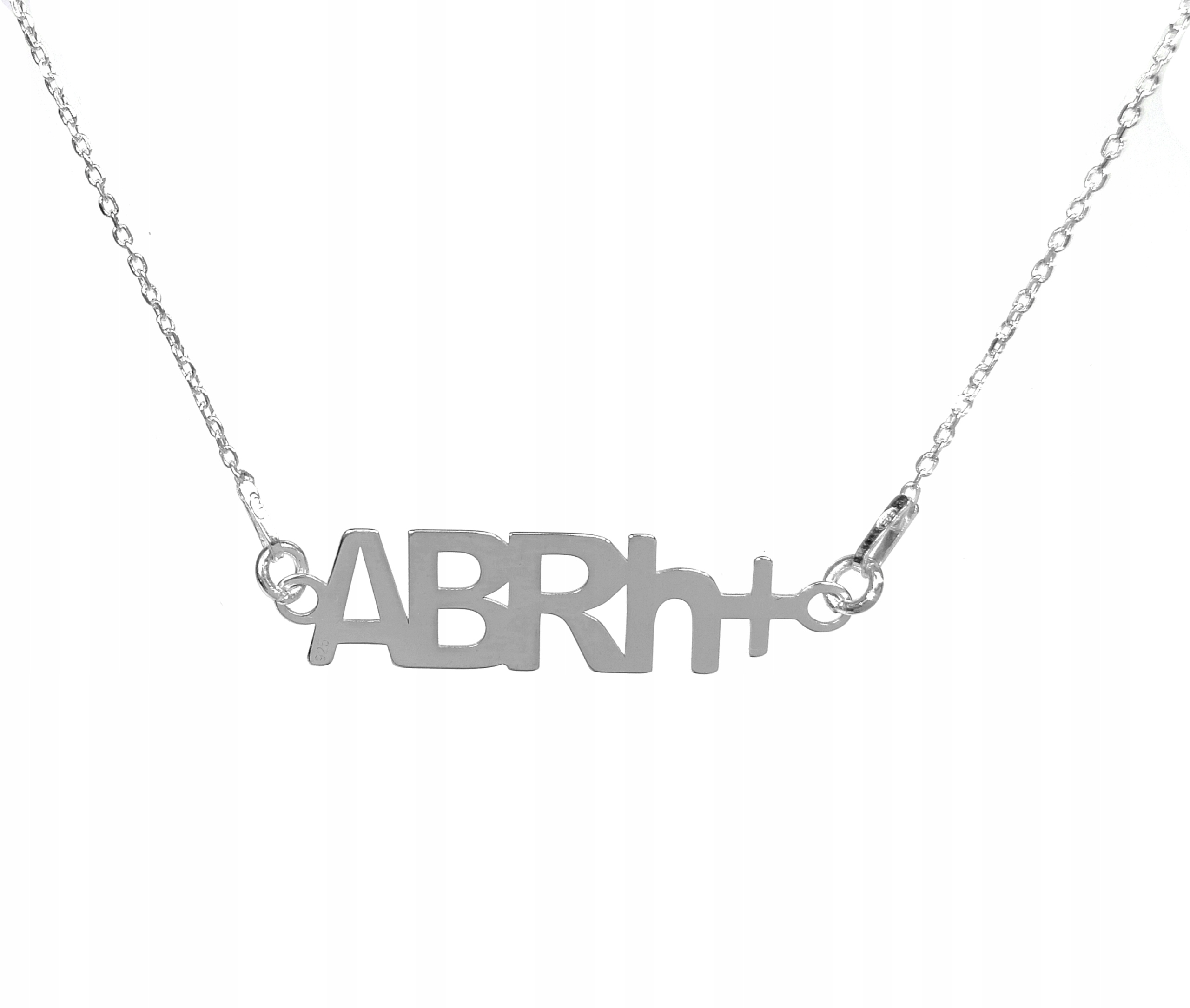 

Naszyjnik srebrny celebrytka grupa krwi ABRh+