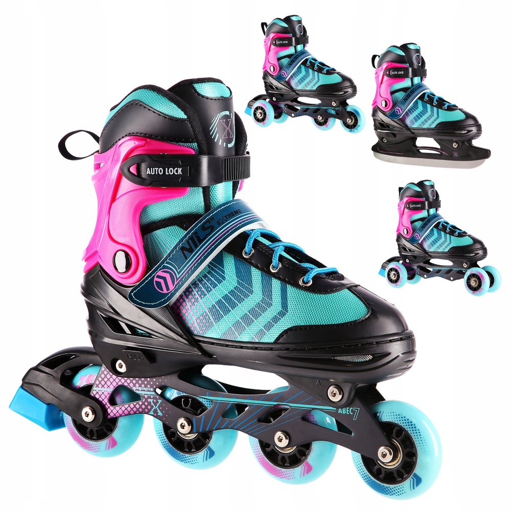 4v1 Brusle 2v1 Kolečkové Brusle Nastavitelné Brusle Na Led s Vyměnitelným Nožem pro Děti Nils