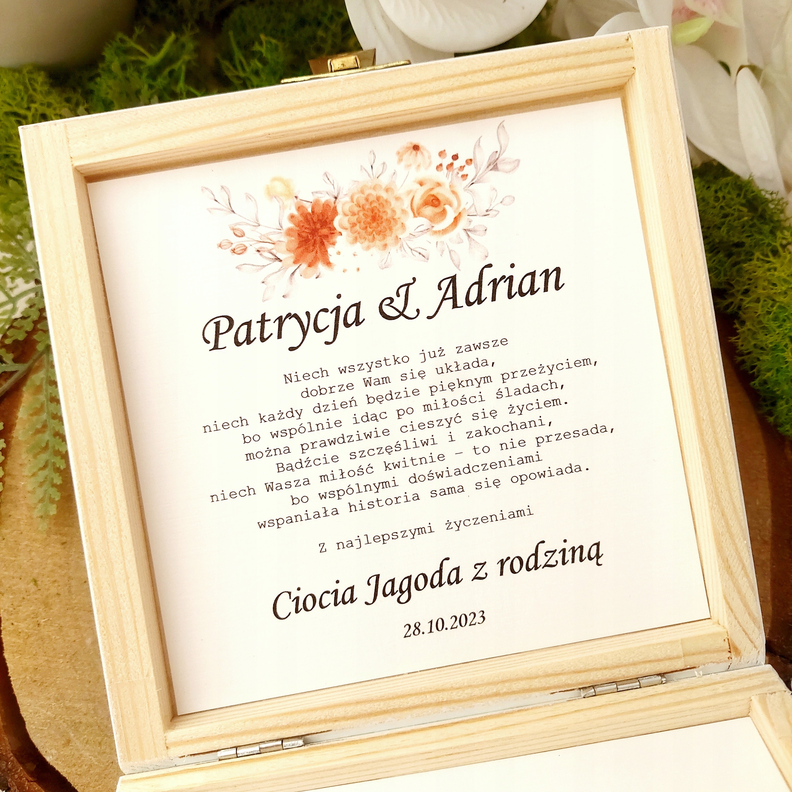 Pudełko na ślub * PREZENT * BIAŁE UV Wysokość produktu 14.5 cm