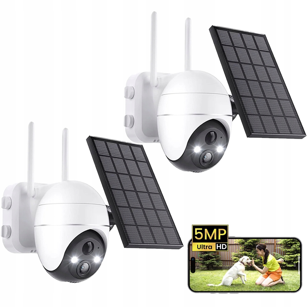 Kamera Solarna Zewnętrzna Ip WiFi Obrotowa 360° Ptz Zewnętrzna kamera 5MPX