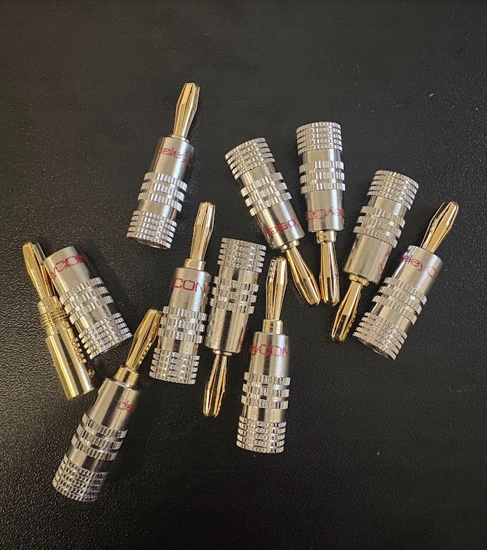 10× 8X WTYKI BANANOWE POZŁACANE I WKRĘCANIE DO KABLI GŁOŚNIKOWYCH