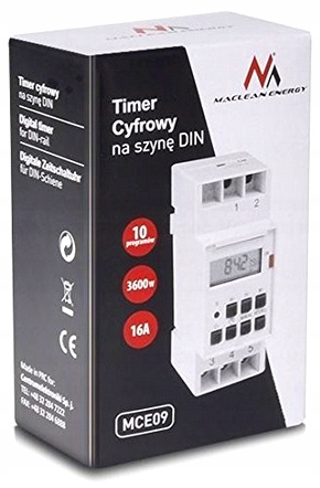 TIMER PROGRAMATOR CZASOWY NA SZYNĘ DIN TYGODNIOWY Rodzaj programator czasowy