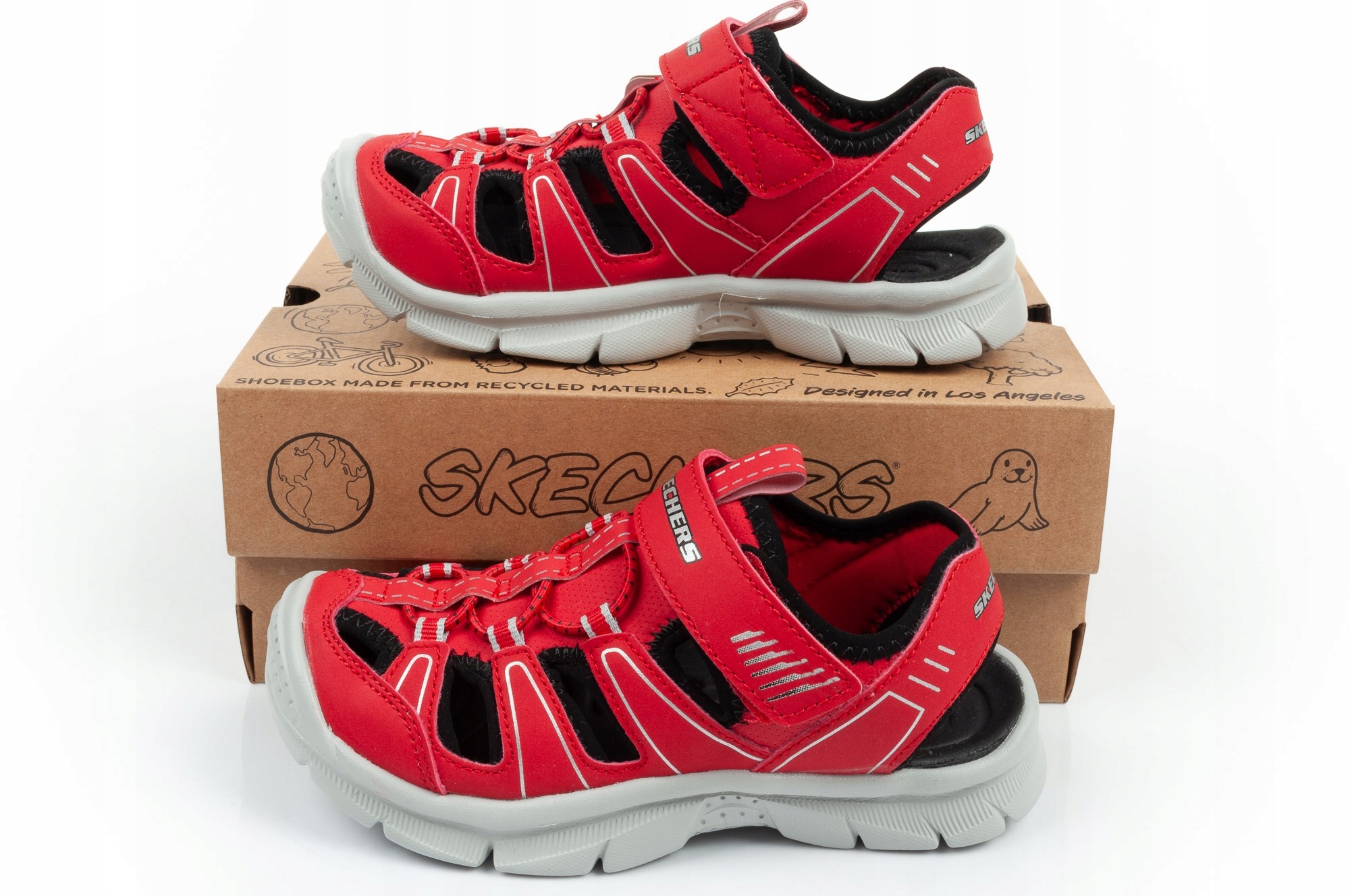 Buty sandały dziecięce Skechers Relix 406520L/RDBK Materiał tkanina