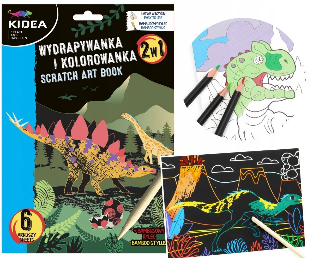 

Wydrapywanka Kolorowanka Dinozaury 6 ark. Rysik