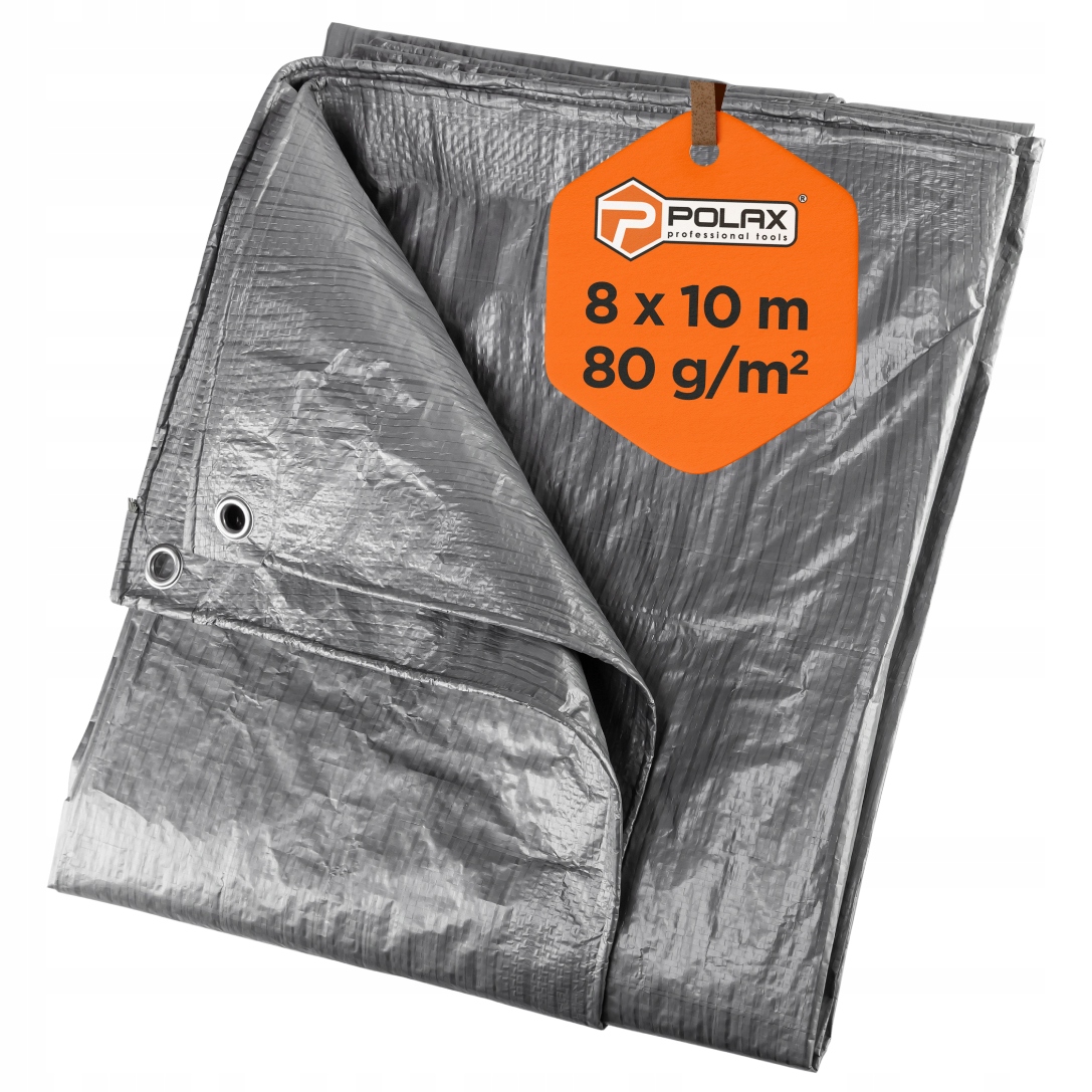Plachta stříbrno-černá 8x10 m 80 g/m2 Zesílená voděodolná Očka Polax