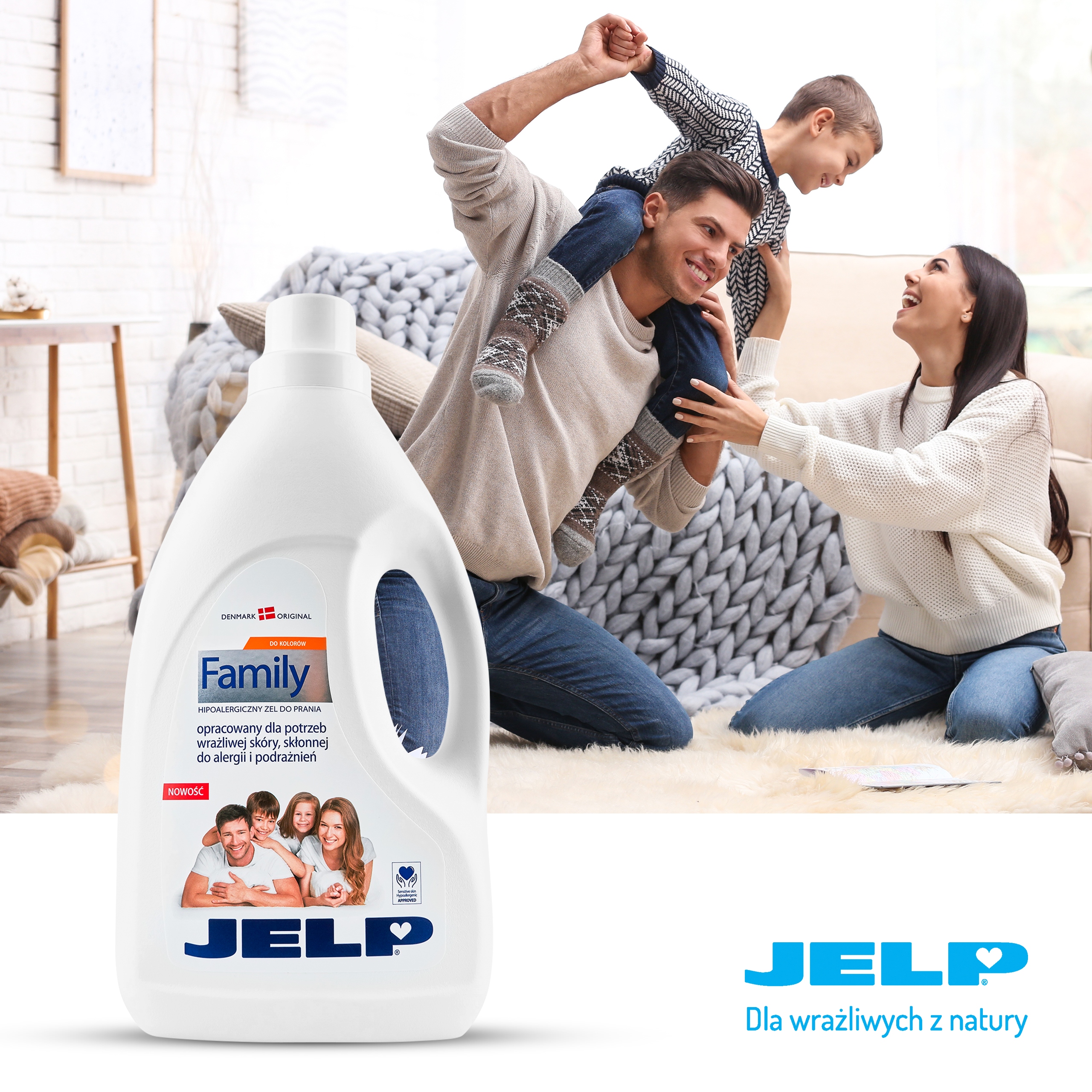 JELP FAMILY HIPOALERGICZY ŻEL DO PRANIA KOLORÓW DLA CAŁEJ RODZINY 2L Kod producenta 283