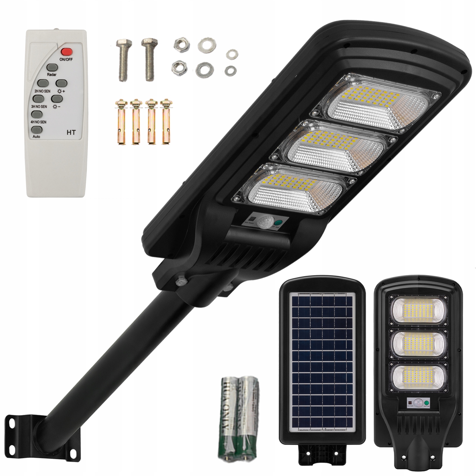 Mocna Lampa Uliczna Solarna Led Latarnia Z Czujnikiem Ruchu Uchytem Pilot