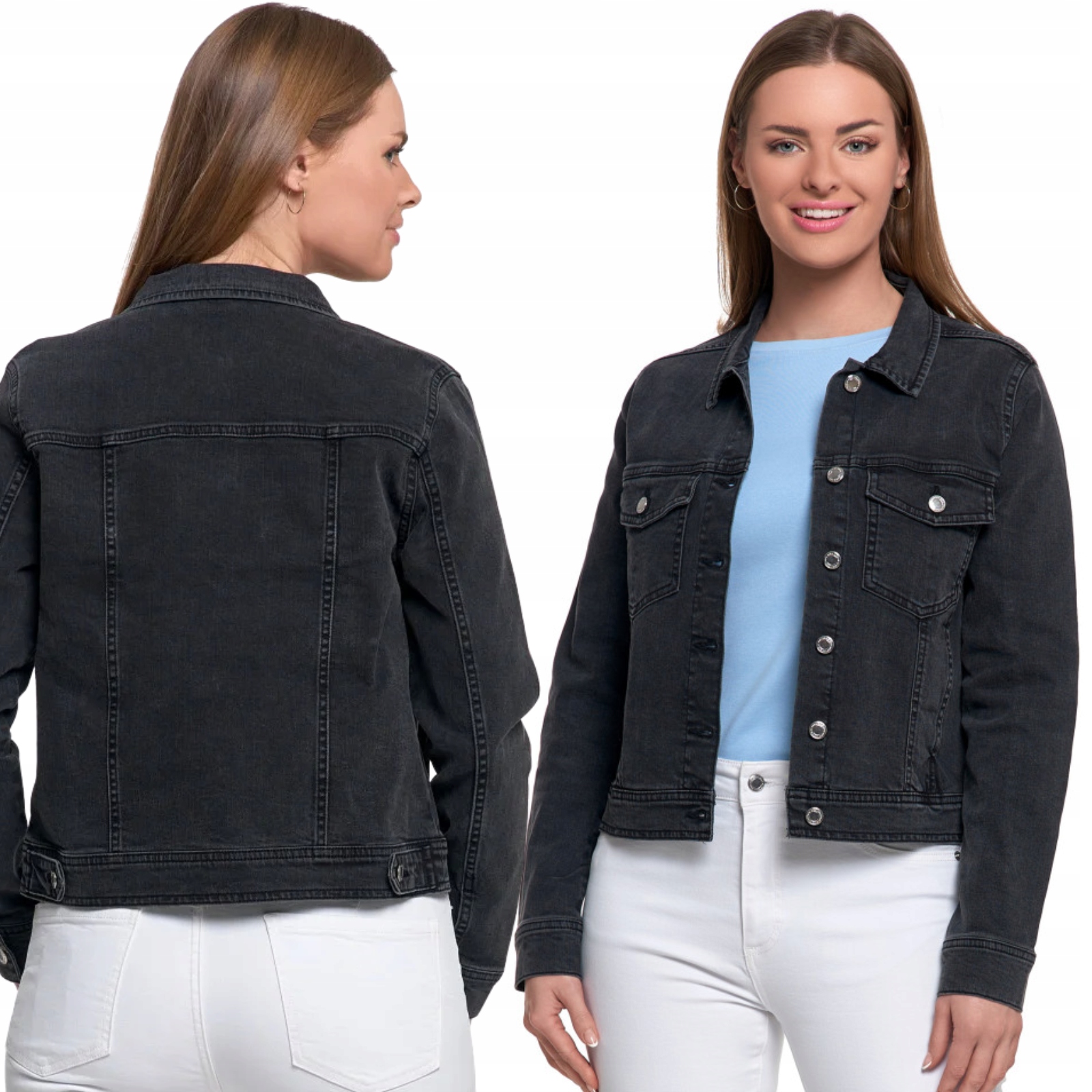 Dámská džínová bunda s knoflíky Klasická Katana Jaro Podzim Moraj S