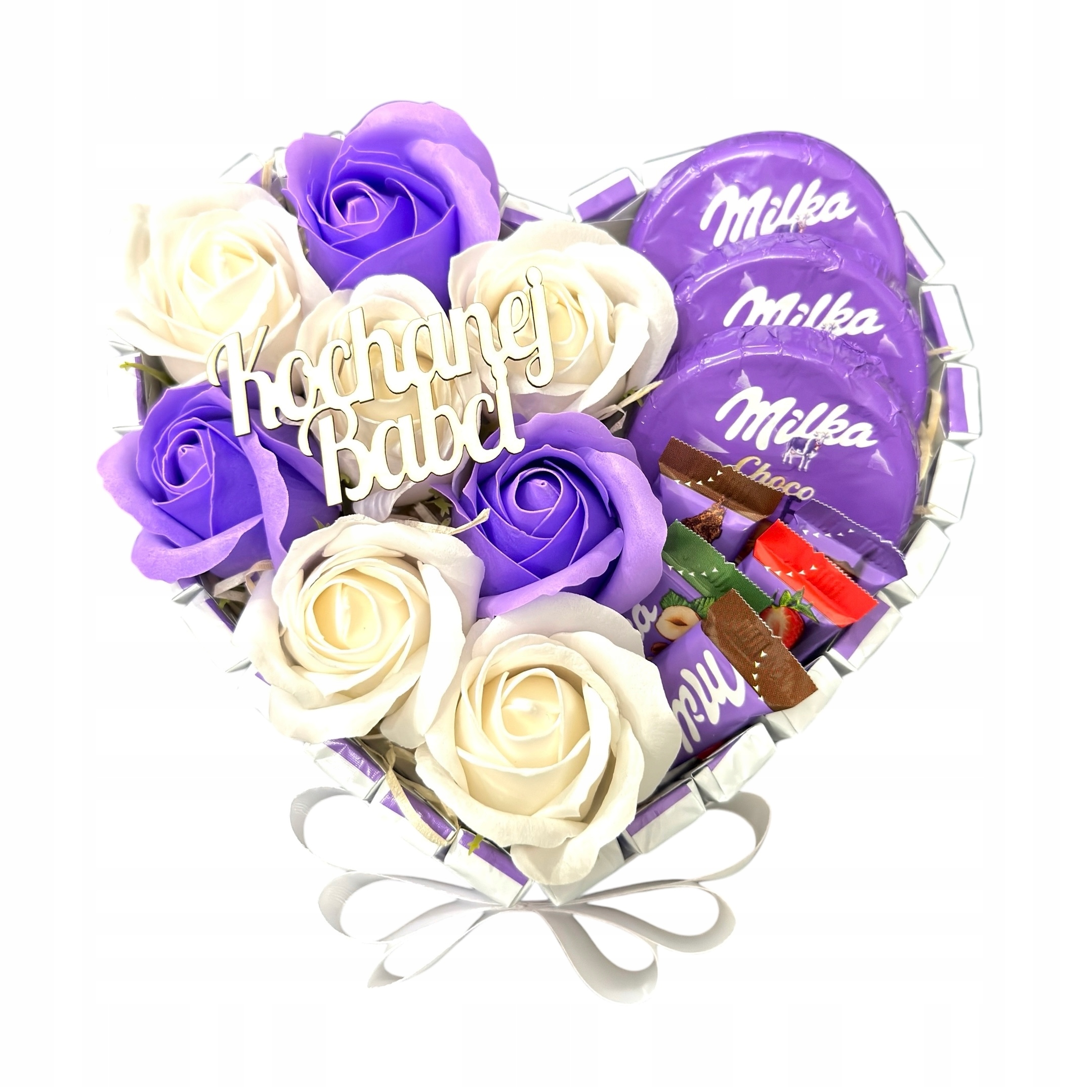 Tort Serce Milka Zestaw Prezentowy na Dzień Babci i Dziadka dla Dziadków