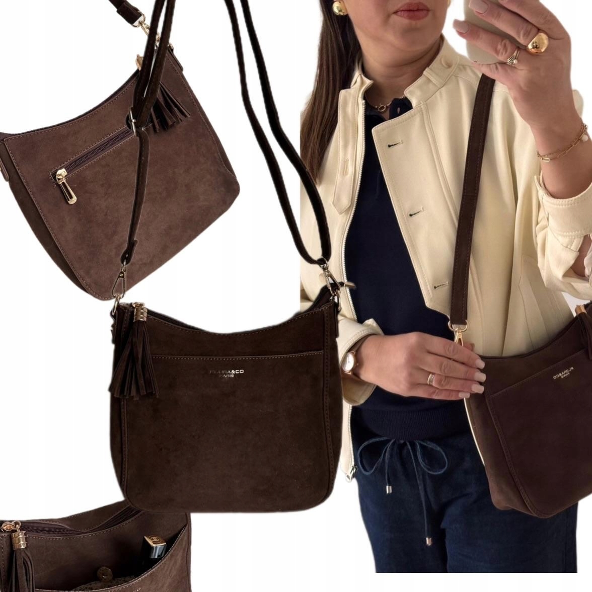 Dámská Kabelka Dárek Na Velikonoce Flora&co Semiš Eco Kabelka Přes Rameno Hnědá