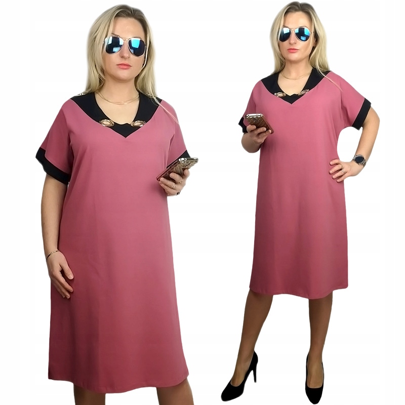 Originální Módní Dámské Bavlněné Šaty Oversize Tunika 50 52 54 Uni