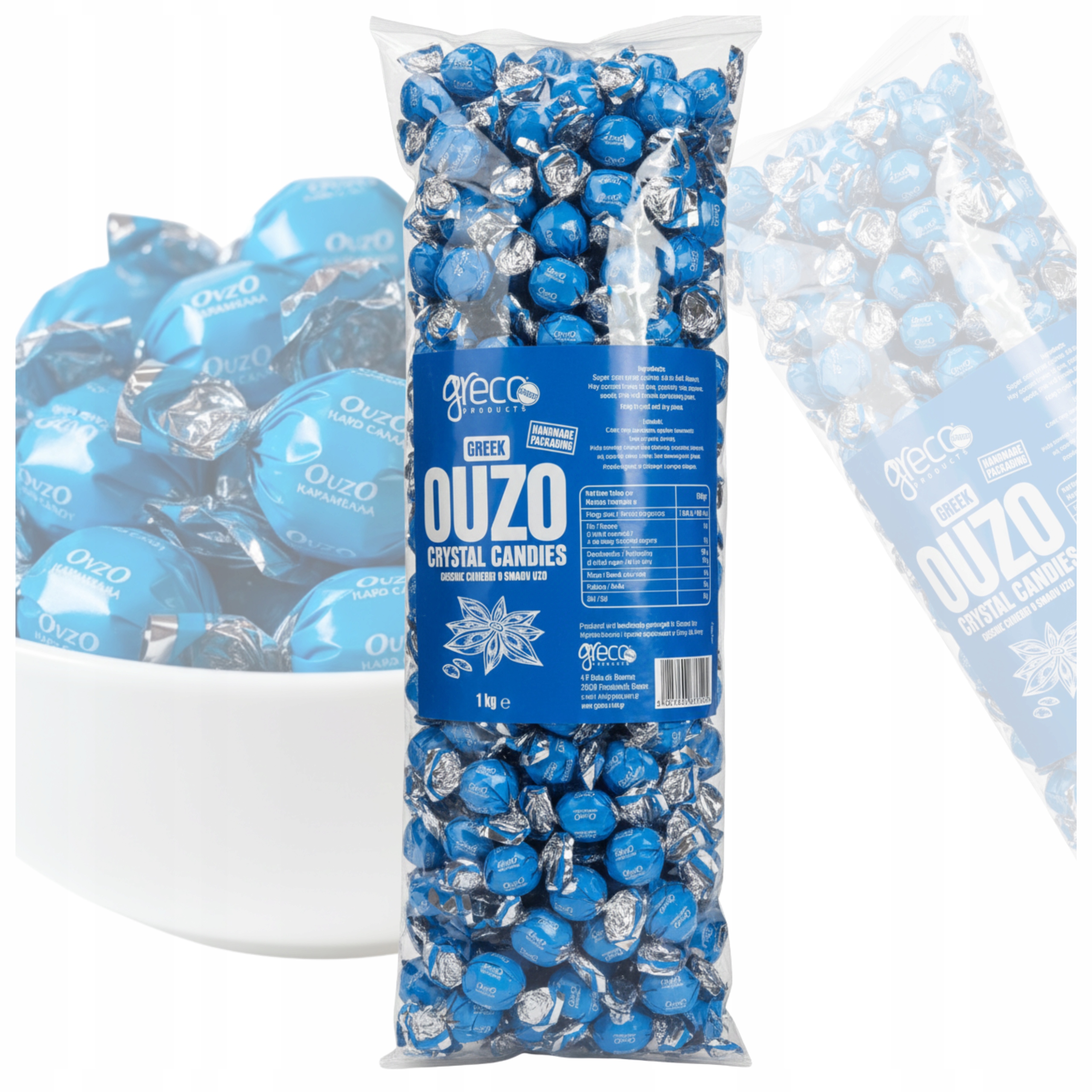 Levně Bonbóny S Příchutí Ouzo Bezalkoholové Sladkosti Z Řecka Kulaté 1 Kg Greco