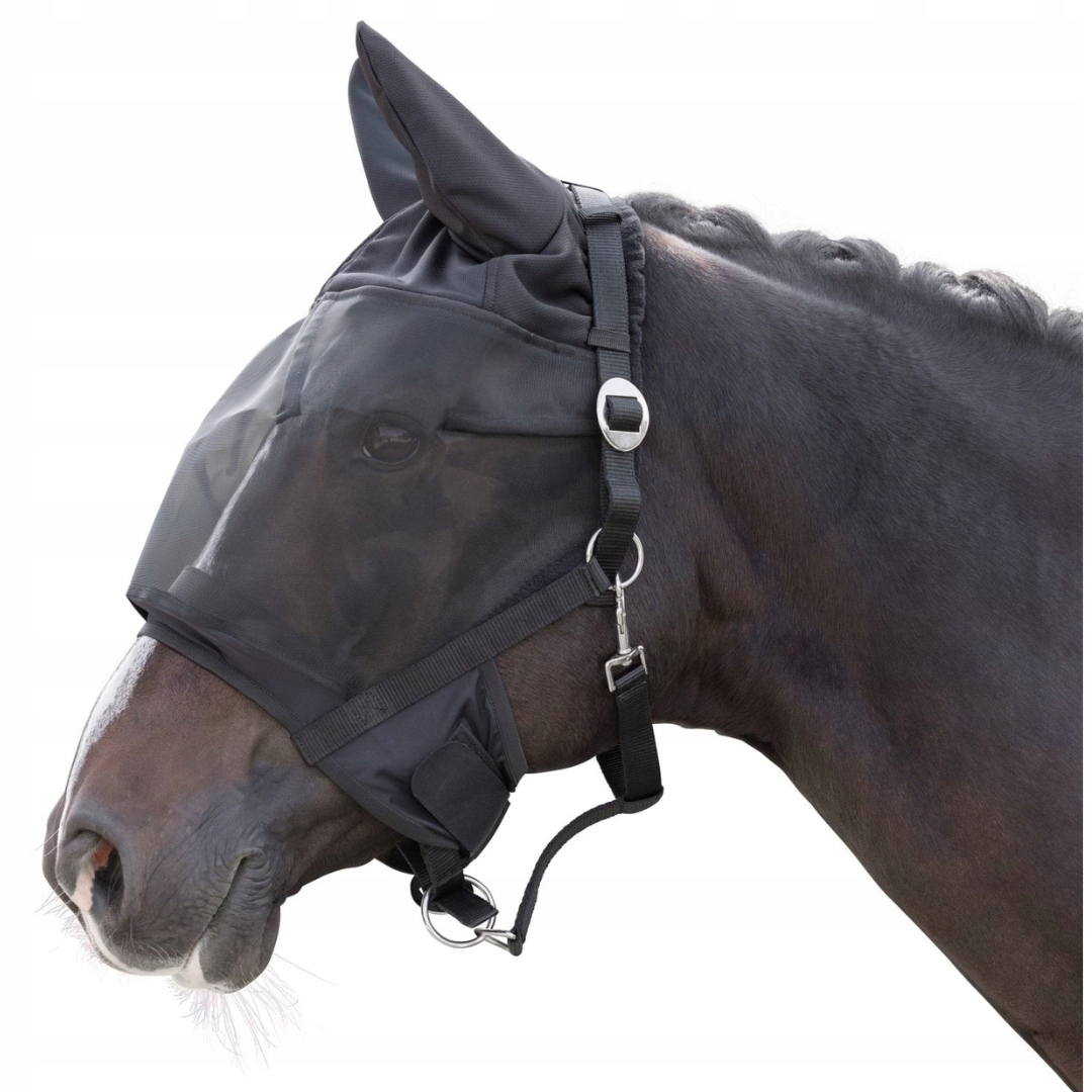 Uzda pro koně s protihmyzovou maskou černý Covalliero Pony