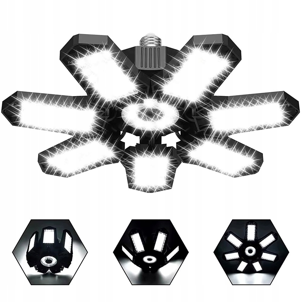Lampa Warsztatowa Led Sufitowa E27 120W 20000LM 6500K Składana Garażowa