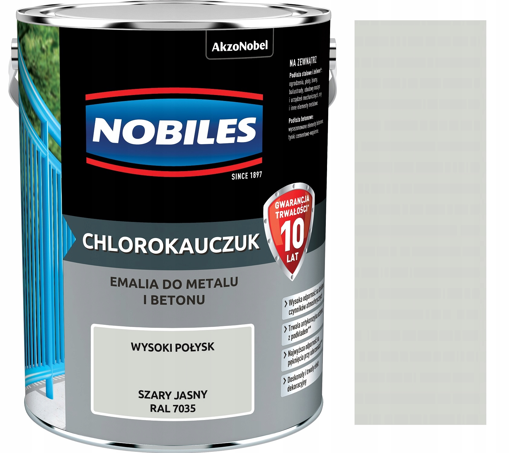 

Nobiles Emalia Chlorokauczuk Szary Jasny 7035 5L