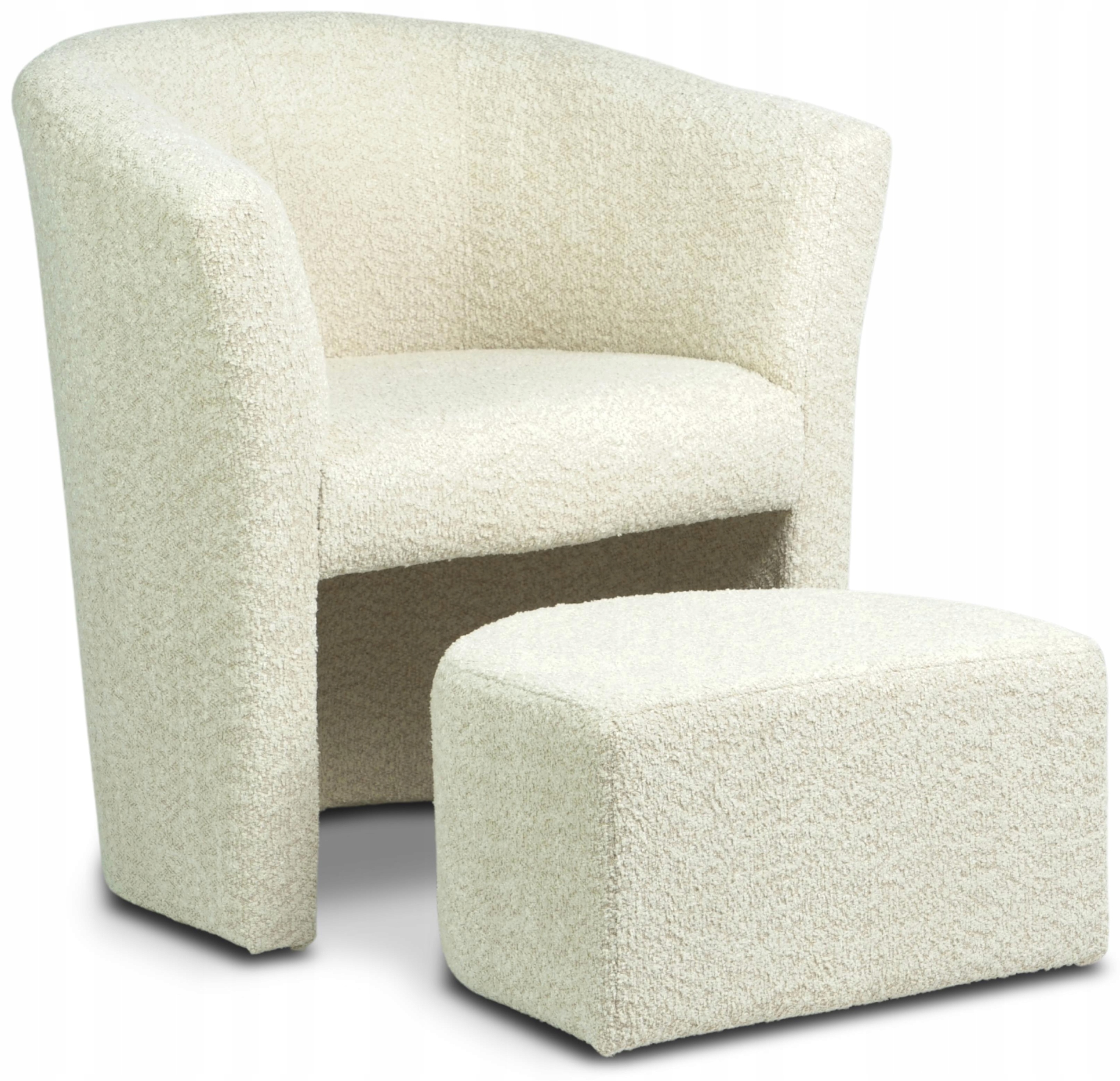 Křeslo s taburetem Cafe do obývacího pokoje předsíně malého bytu, béžová tkanina