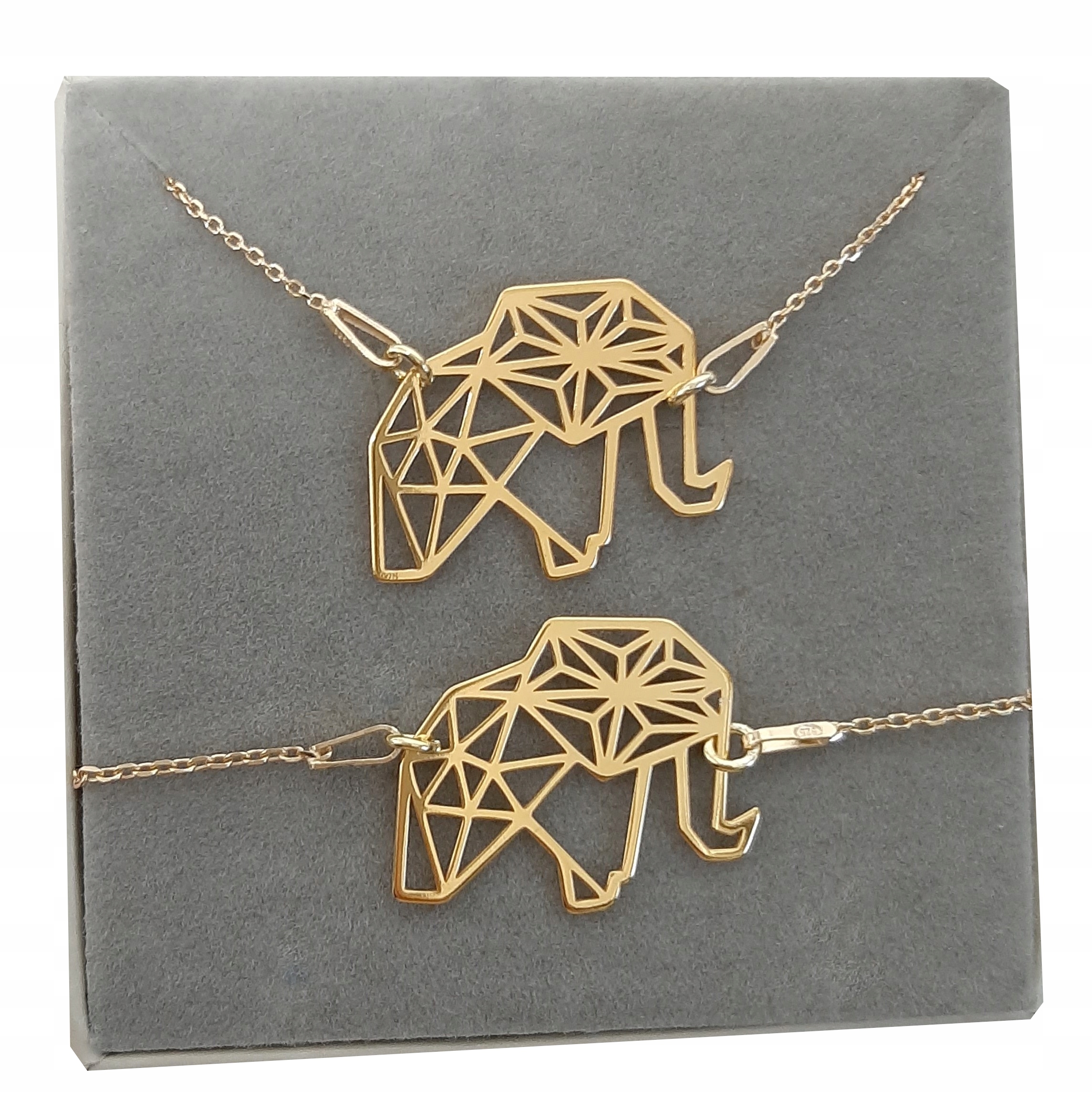 Zlatý komplet slon Origami Celebrita stříbro 925