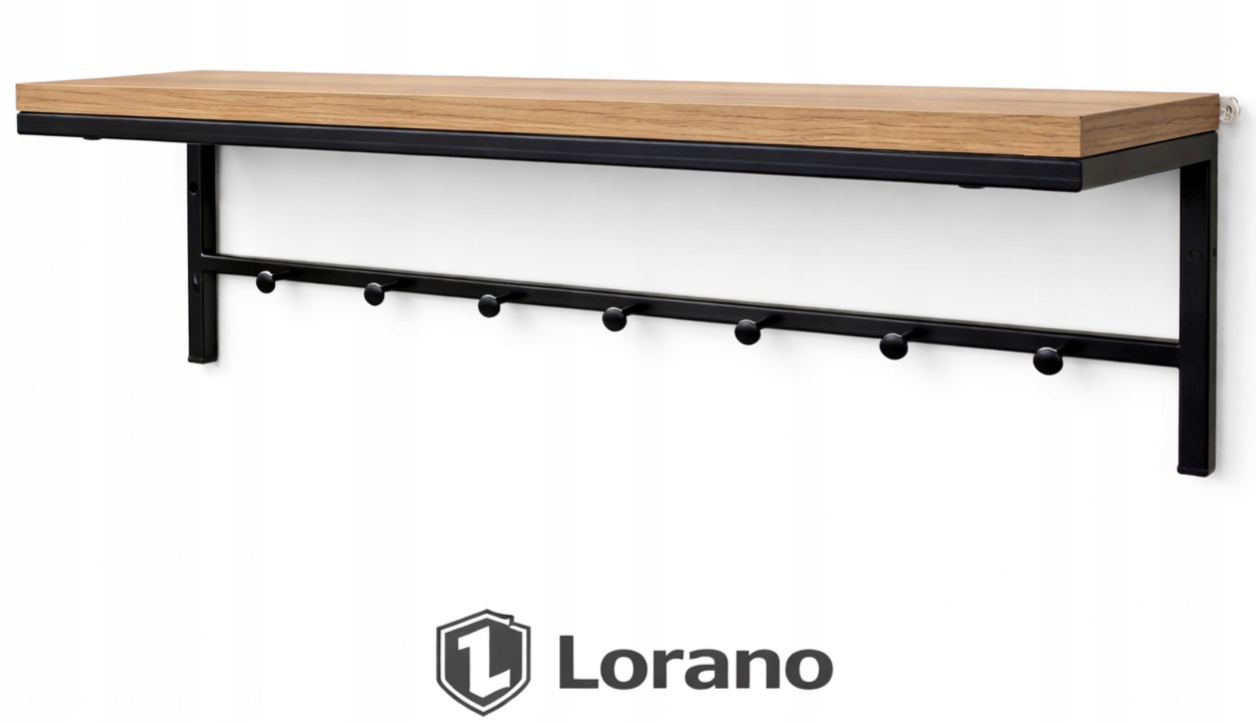 WIESZAK DO PRZEDPOKOJU LOFT Z PÓŁKĄ 80x20x22 CM METAL DREWNO