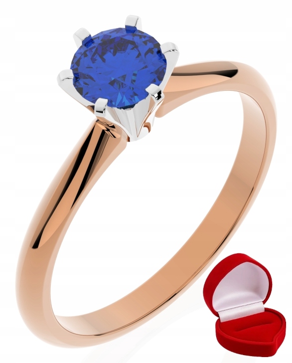 Zlatý Prstýnek 585 14k Safír 0,50 ct Růžové Zlato R8