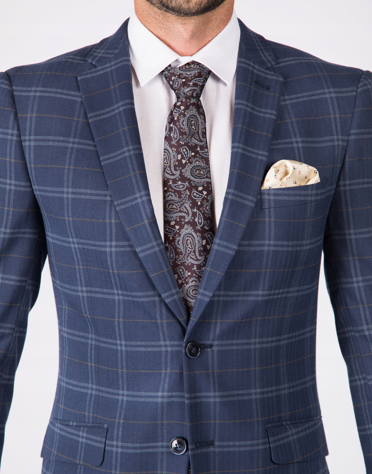 Sako v modré kostkované barvě Slim 182/104