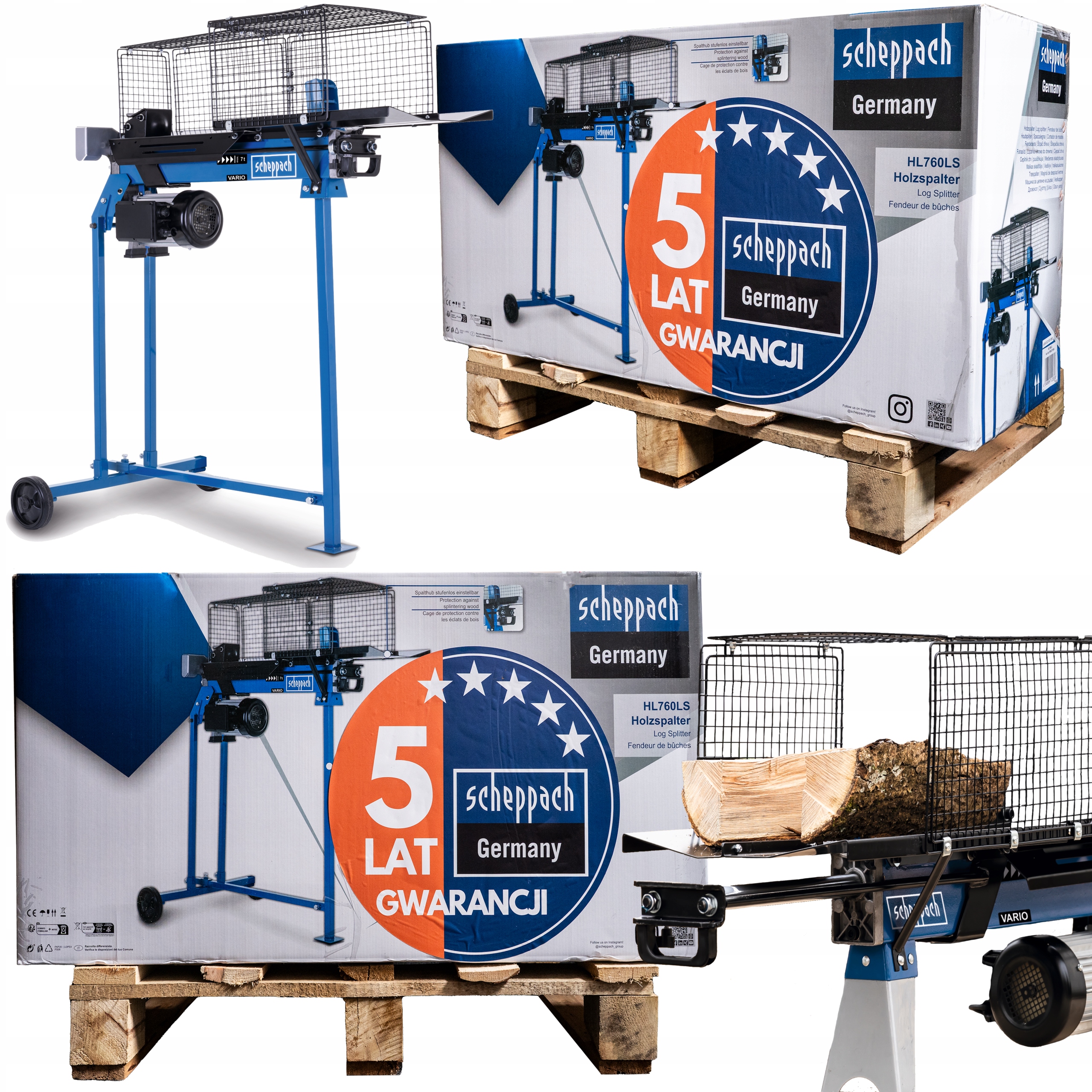 Łuparka do Drewna Hydrauliczna Scheppach HL760LS 7T 250 mm 2200 W Stojak