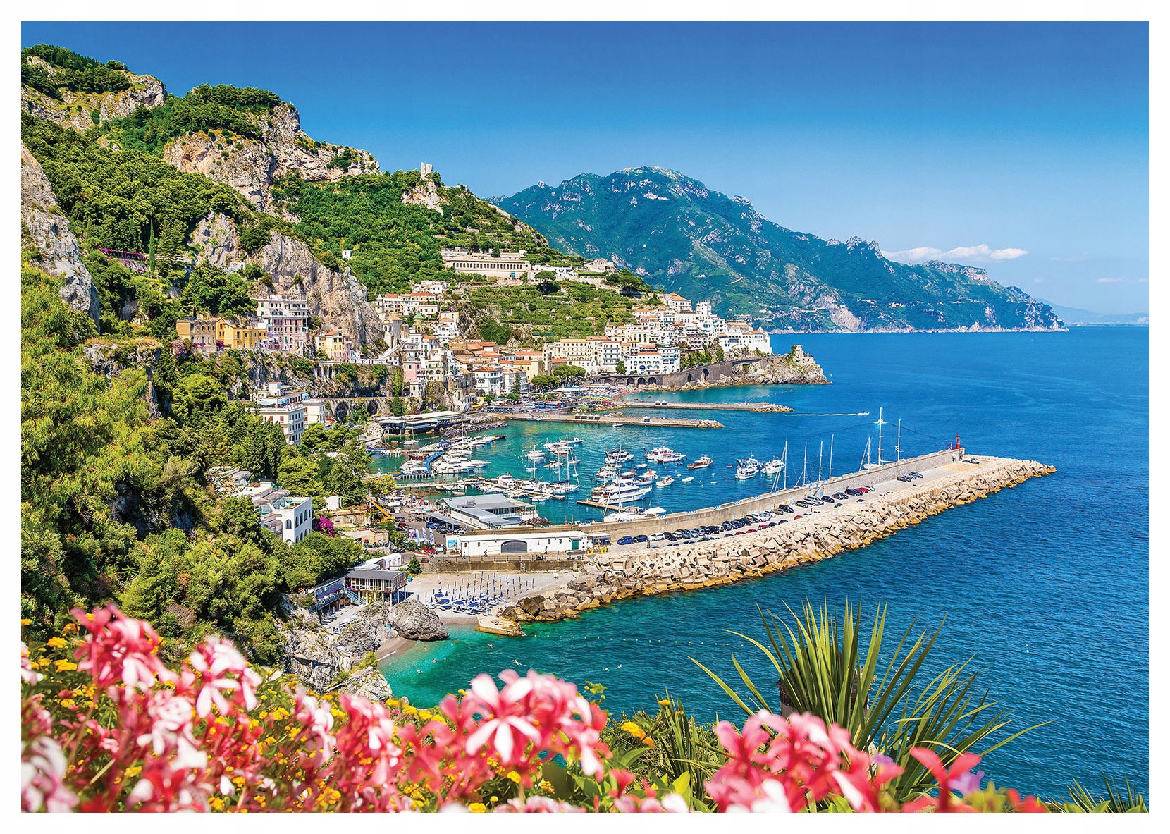 Vliesová fototapeta Kvitnúce mesto pri mori a kvety 350x250 lepidlo